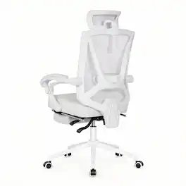 Frangdom - Ergonomic High-Back Chair with Footrest 2D Lumbar Headrest - Ivory White 2D Lumbar Support High Back