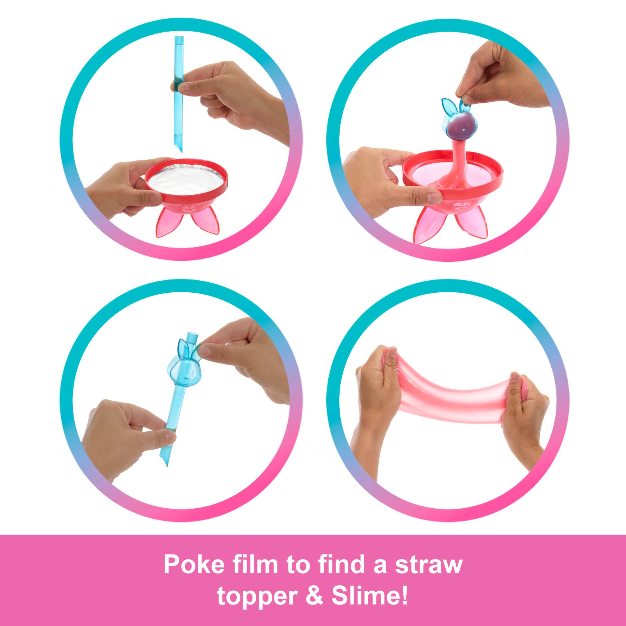 Poke film to find a straw topper & slime!