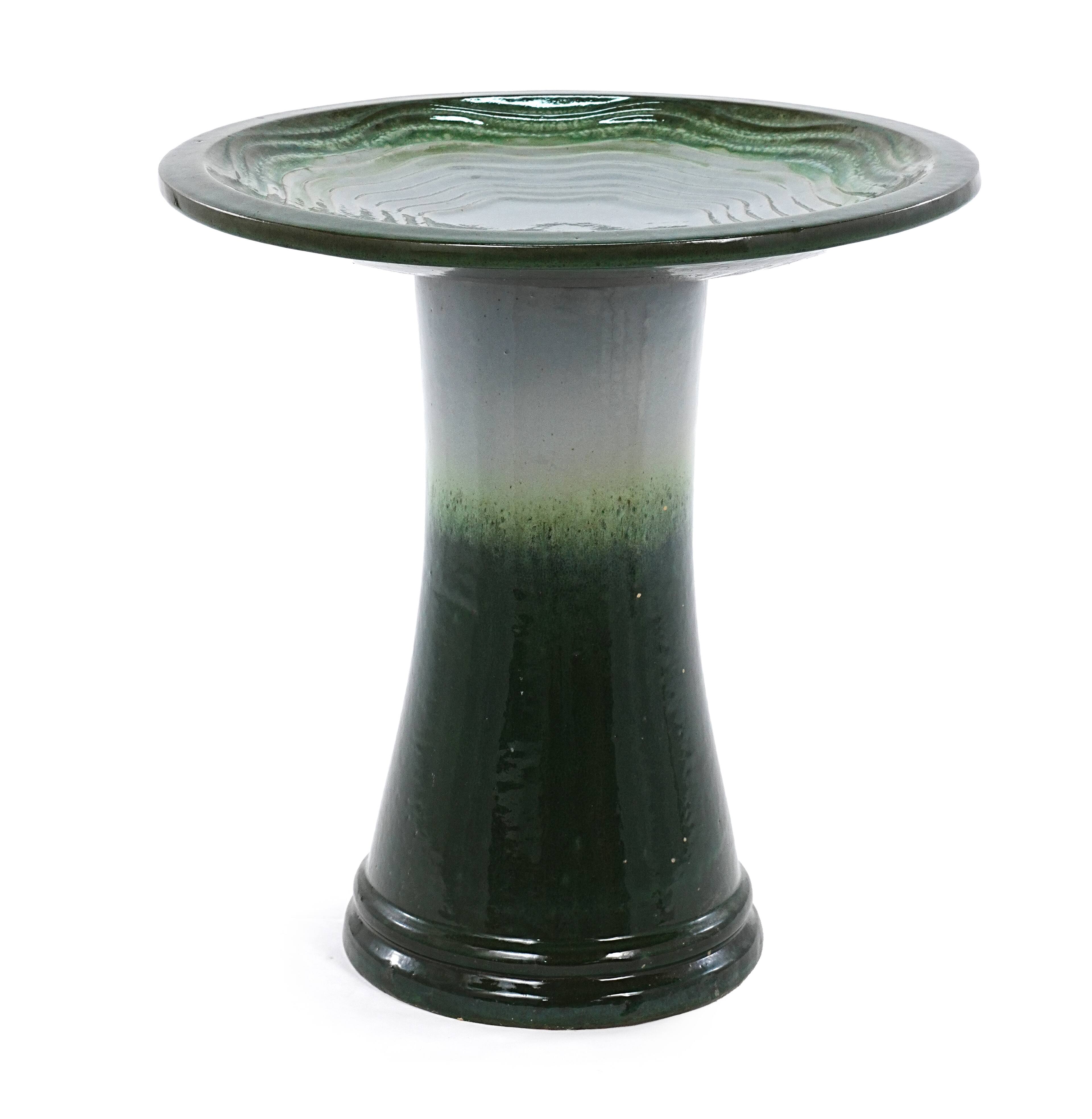 Alt View 1. Loheer - 17 Inch Ceramic Bird Bath with Pedestal Base Handmade Glazed Birdbath for Garden Patio Yard - Grass Green + Ceramic.
