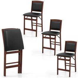 Gymax - Set of 4 Counter Height Chairs w/ Rubber Wood Legs Padded Seat & Backrest - Brown