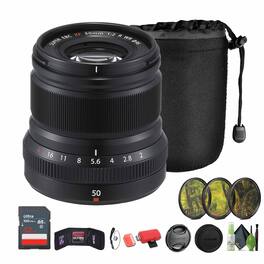 Fujifilm - XF 50mm f/2 R WR Lens (Black), 32GB Memory Card, Bundle - Black