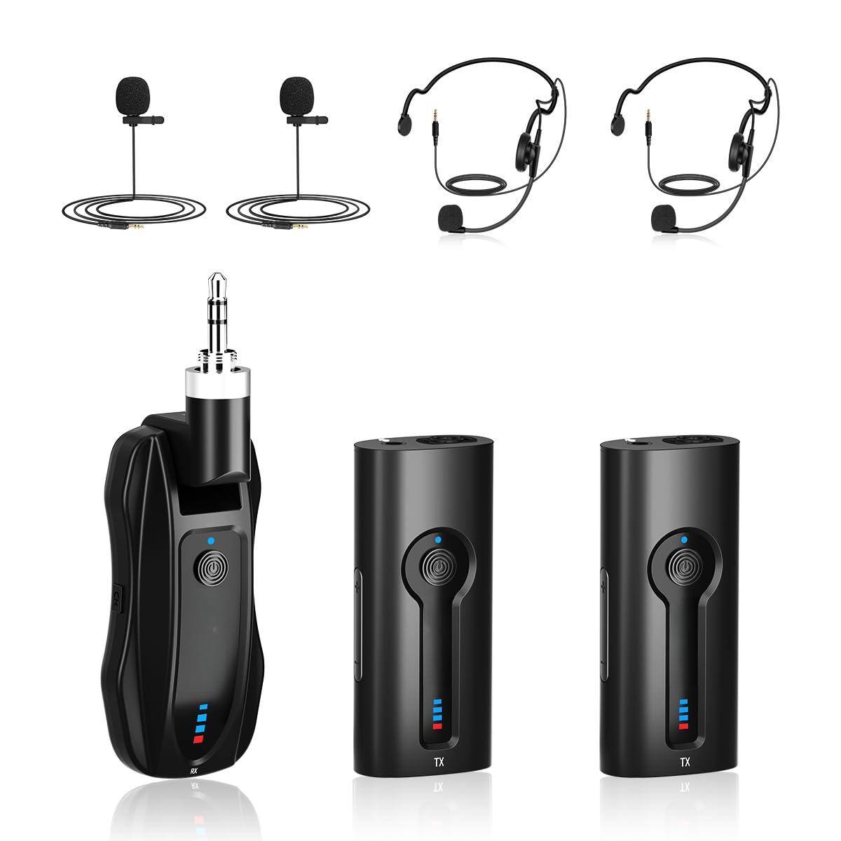 Front. Reds Spade - Lavalier microphone system 4ghz lapel mics handheld mic in for teaching teachers speech tour guiding - 2TX+1RX.