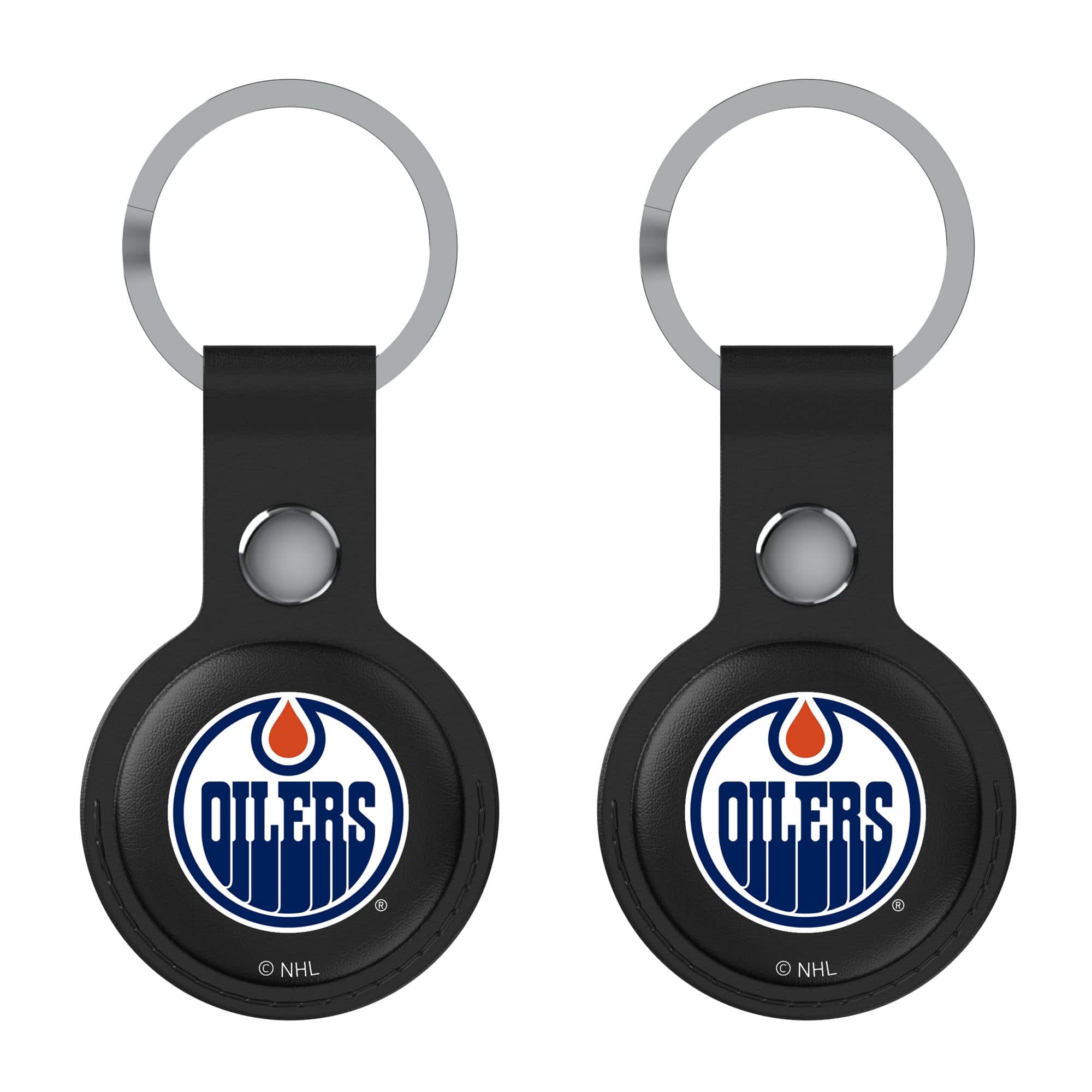 Keyscaper - Edmonton Oilers Leatherette AirTag Holder 2-Pack - No Size - Black