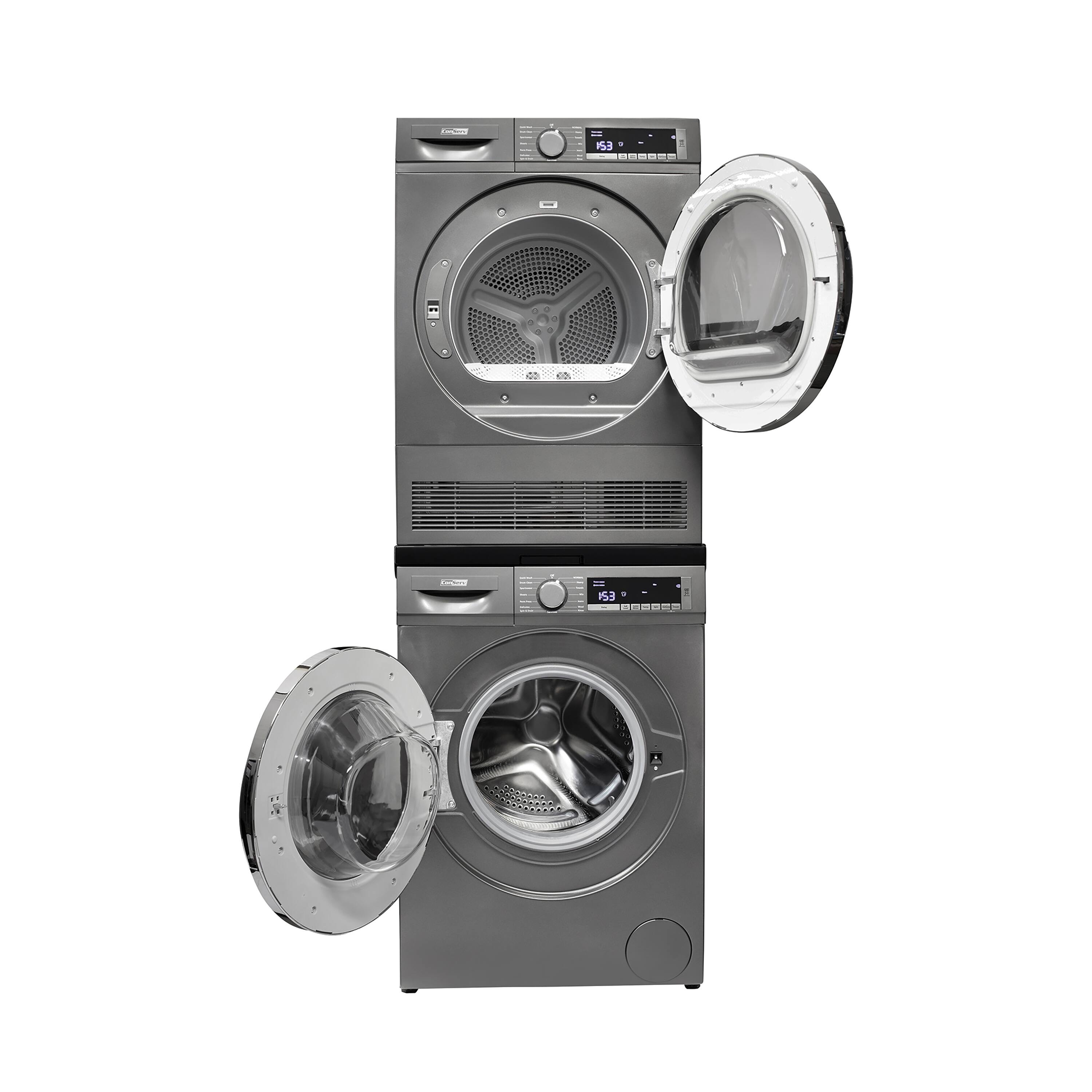 Left. Conserv - Conserv LUXE Energy Star Compact Stackable Washer 2.2 cf 110 V+ Electric Dryer 4 Cf Ventless w/ Sensor 220V - Titanium.