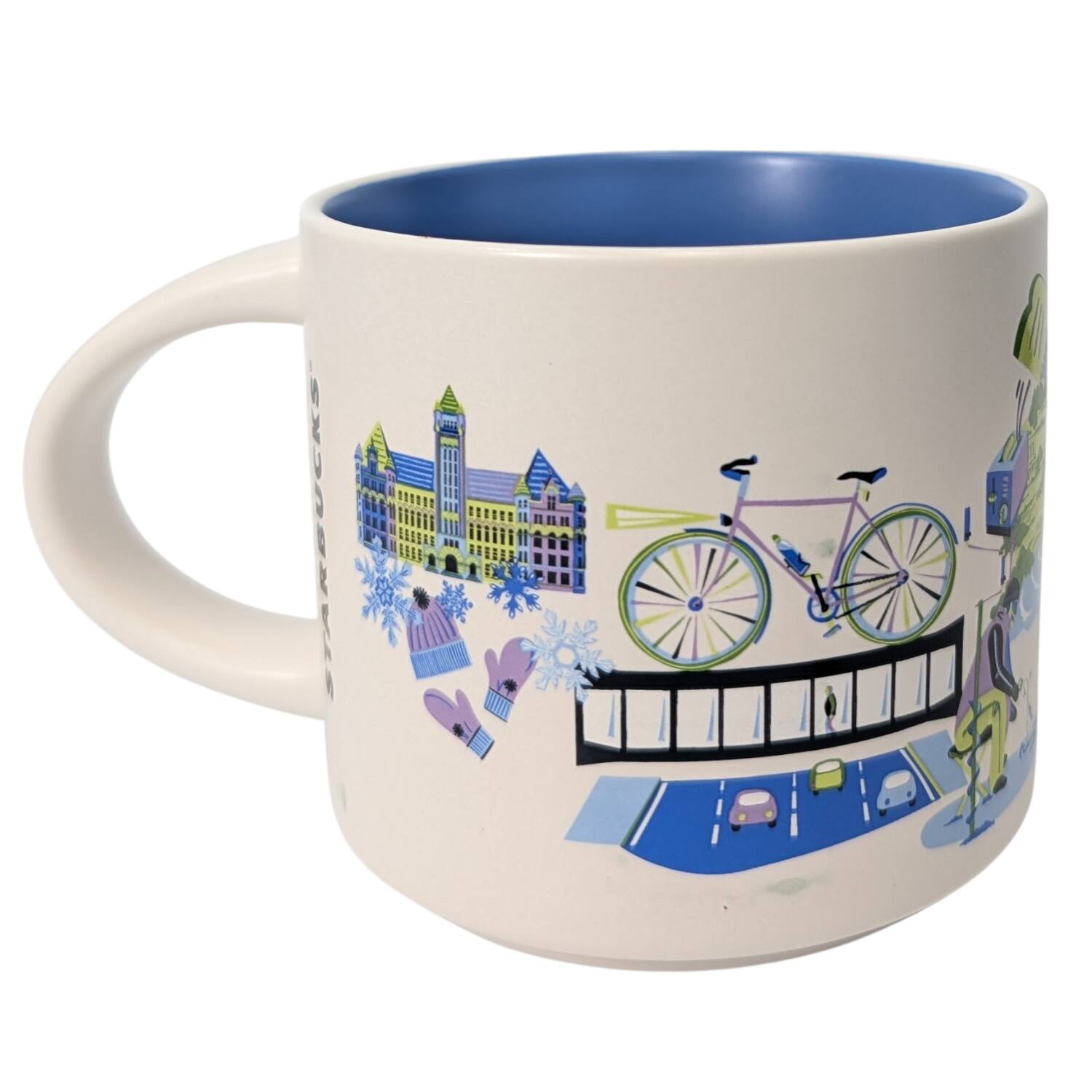 Left. Starbucks - Starbucks Discovery Series Twin Cities Ceramic Mug, 14 Oz - Blue.