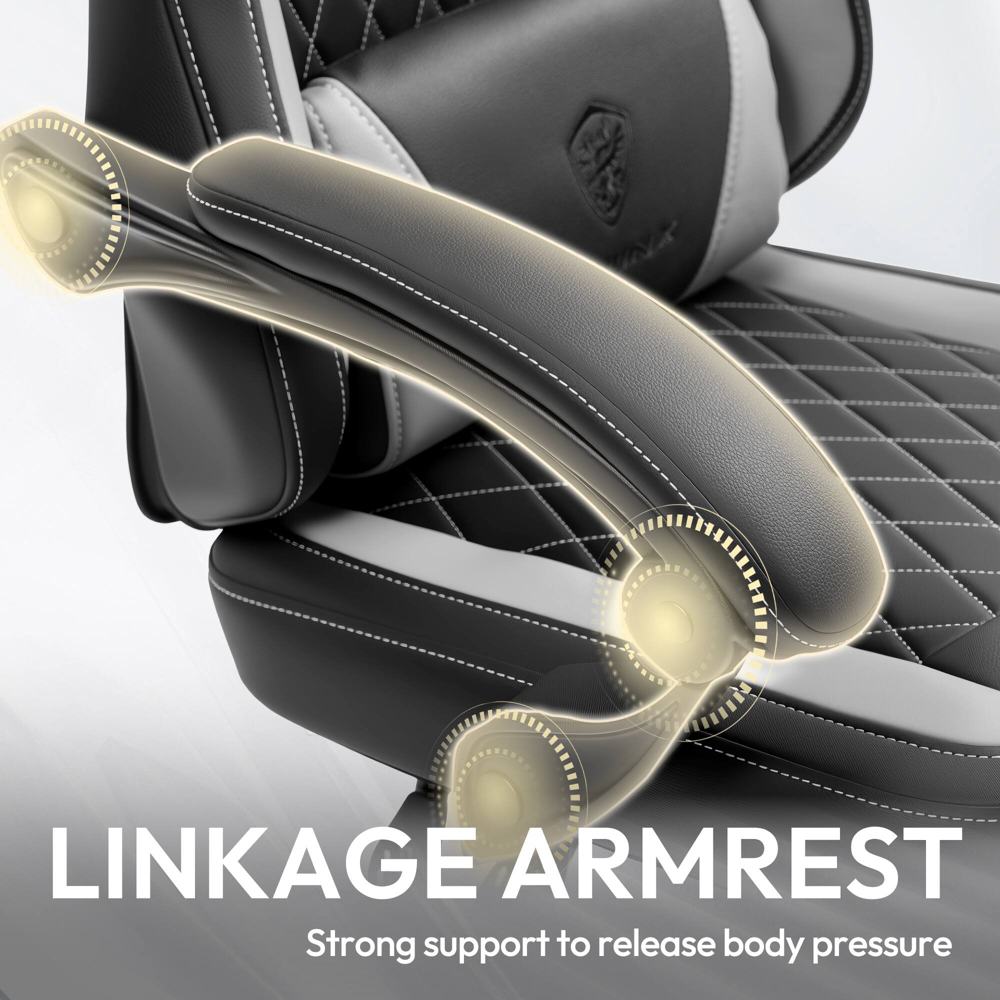 LINKAGE ARMREST  
Strong support to release body pressure