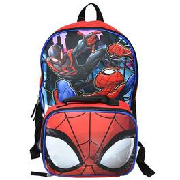 Marvel - Spider-Man with Venom Spider-Man 16" Shoulder Backpack for School with Rectangular Lunch Bag - Blue