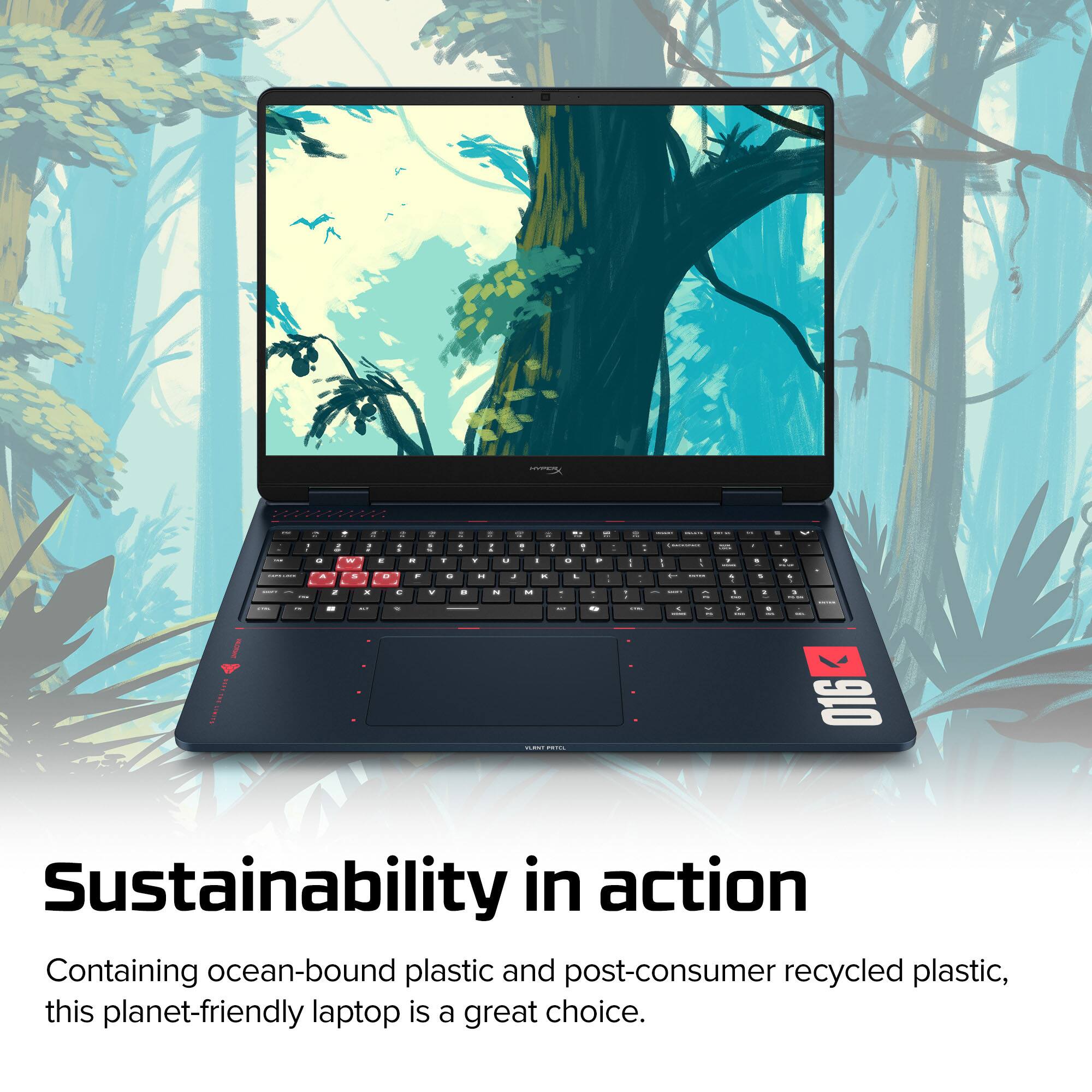 Sustainability in action  
Containing ocean-bound plastic and post-consumer recycled plastic, this planet-friendly laptop is a great choice.