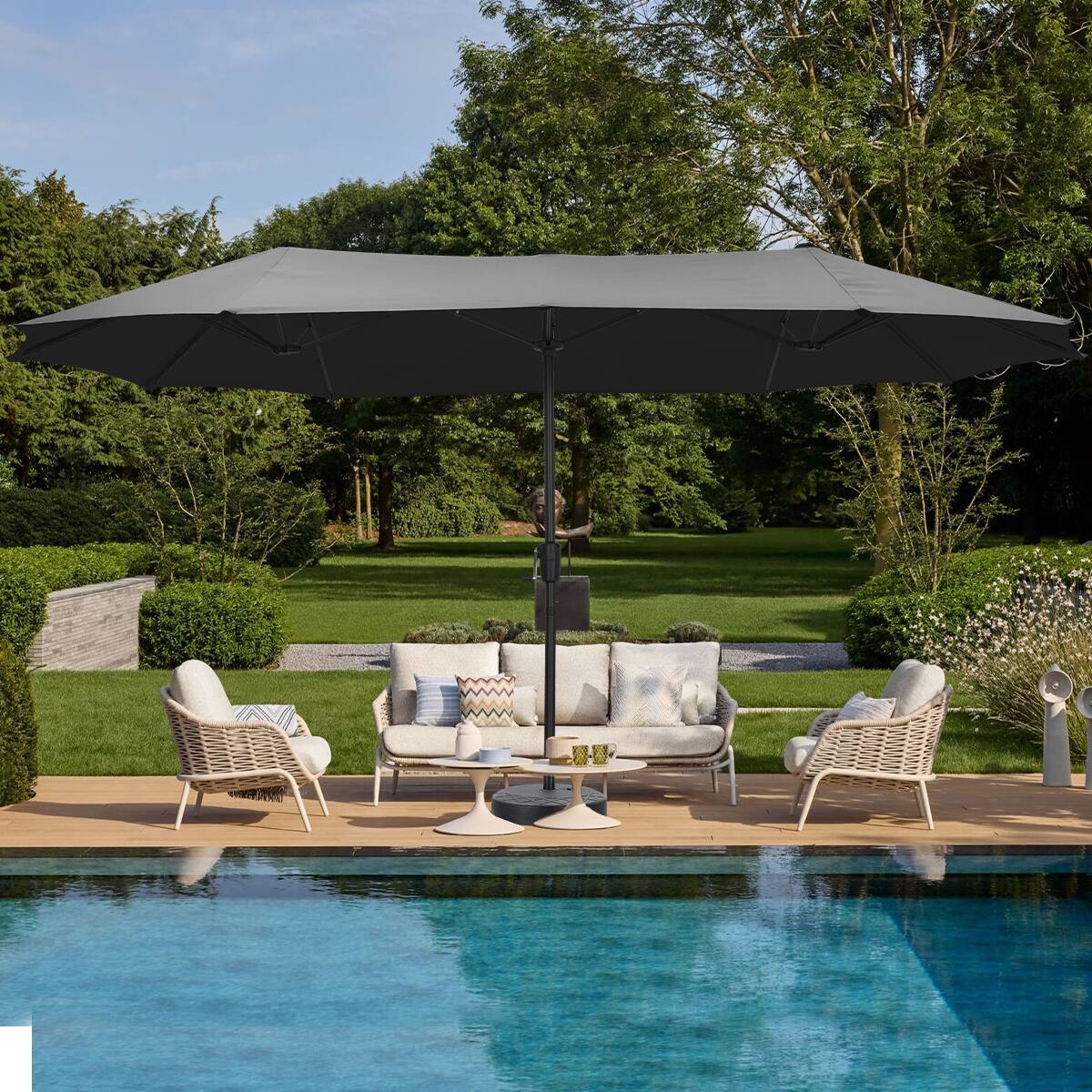 Angle. Ainfox - Ainfox 13ft Large Patio Umbrella Outdoor Market Umbrella UV ProtectionSturdy Framew/Easy Crank for Yard,Poolside,Deck - Black.