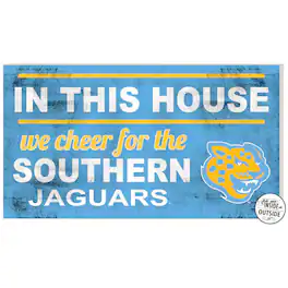 Jardine - Southern University Jaguars 11'' x 20'' Indoor/Outdoor In This House Sign - Blue
