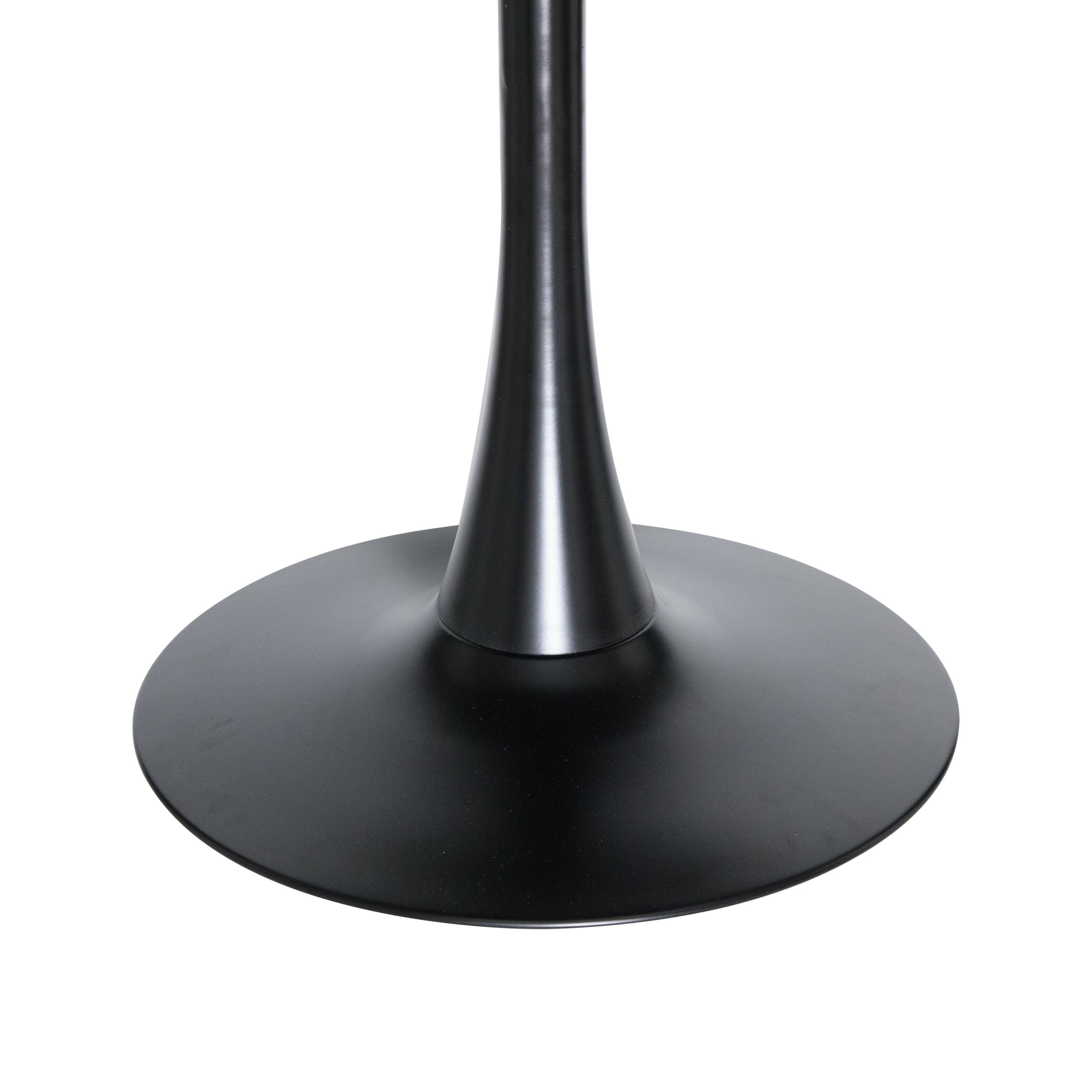 Alt View 3. LeisureMod - Bristol 27" Round MDF/Sintered Stone Dining Table - Modern Scratch-Resistant Pedestal Kitchen Table - MDF - Dark Walnut.