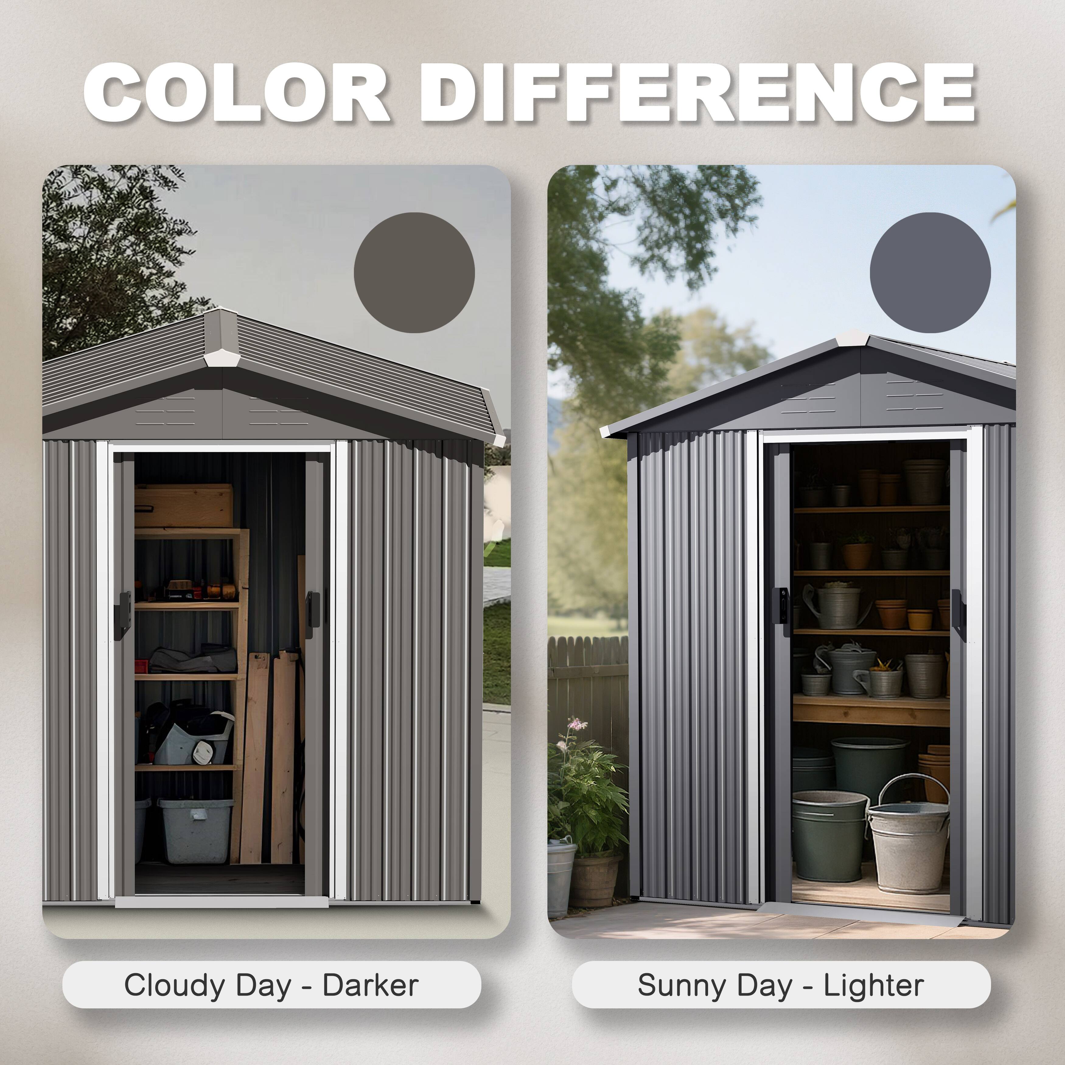 Nuu Garden 6 x 4 FT Outdoor Galvanized Steel Garden Storage Shed