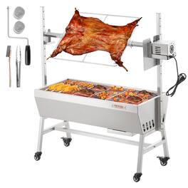 VEVOR - Upgrade Rotisserie Grill, 35 Inch 90 Lbs Capacity, BBQ Whole Pig Lamb Goat Charcoal Spit Grill - Silver