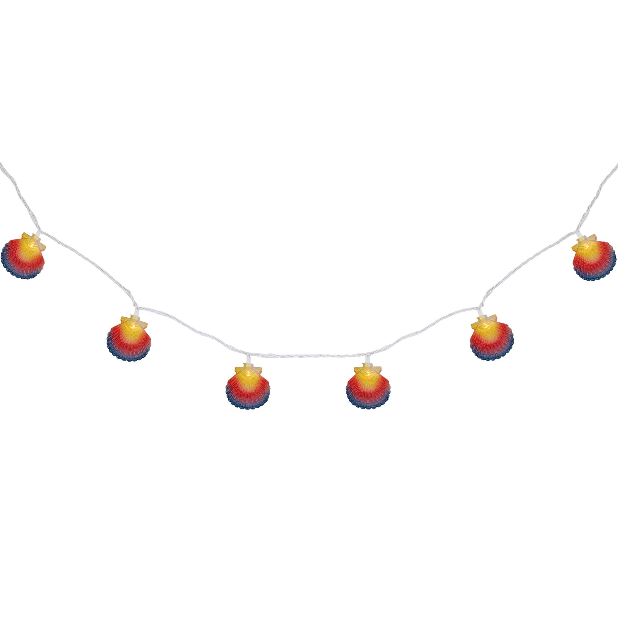 Alt View 4. Northlight - 10ct Seashell Outdoor Patio String Light Set, 7.25ft White Wire - Yellow.