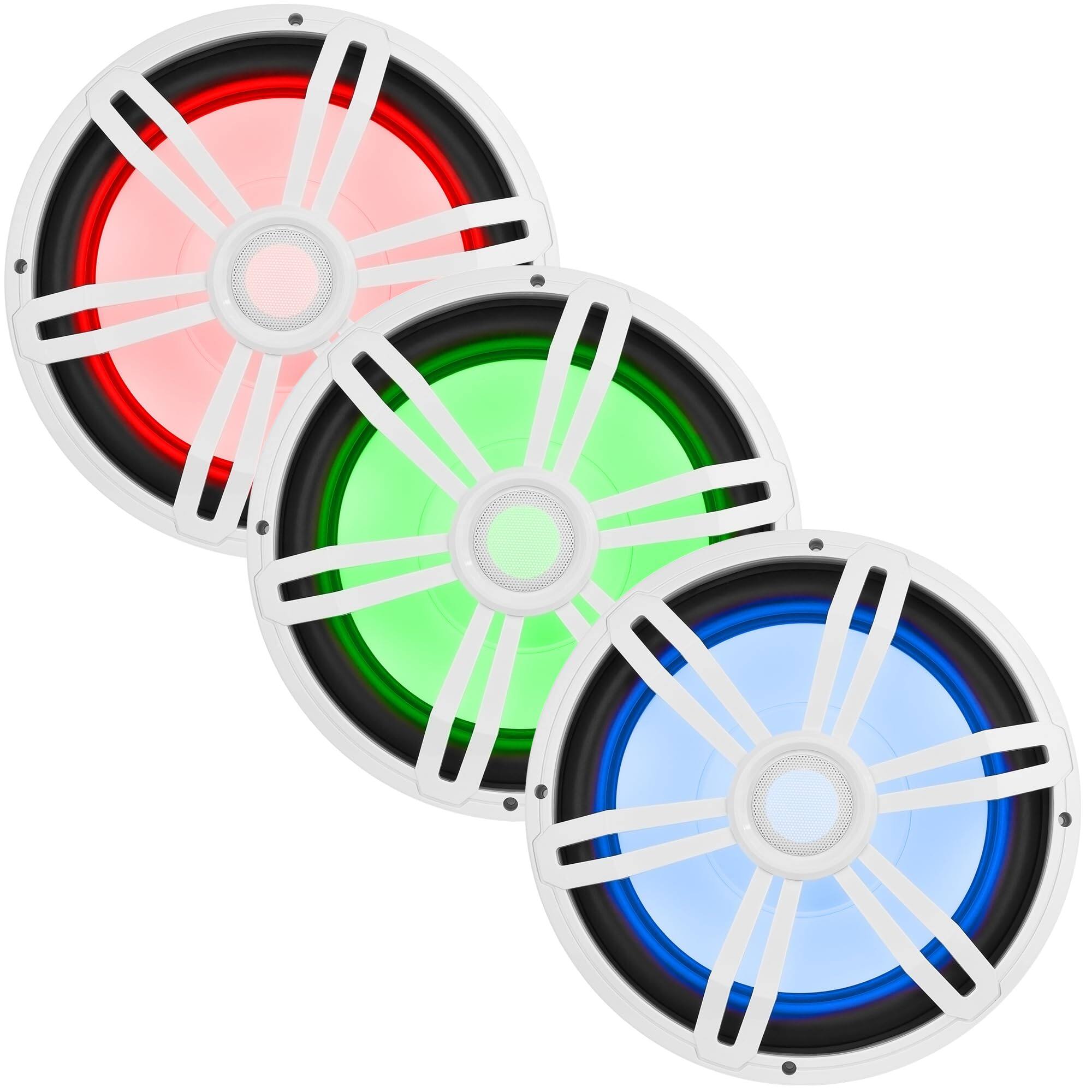 Back. TECH SAFARI - Bms12rw Rms 12 Marine Subwoofer With Multi color Led Lighting For Boats atv utv sxs powersport - 12".