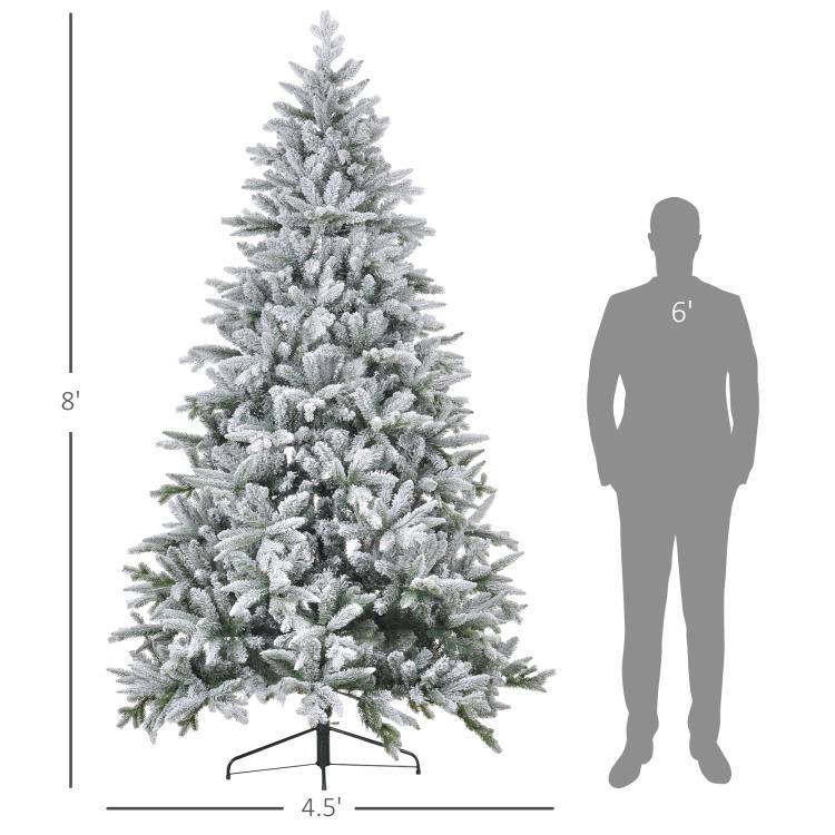 Alt View 3. PULUZ - 8ft Artificial Flocked Christmas Tree with Snow Tips, Easy Assembly, Hinged Xmas Tree for Home Office Holiday - Green.