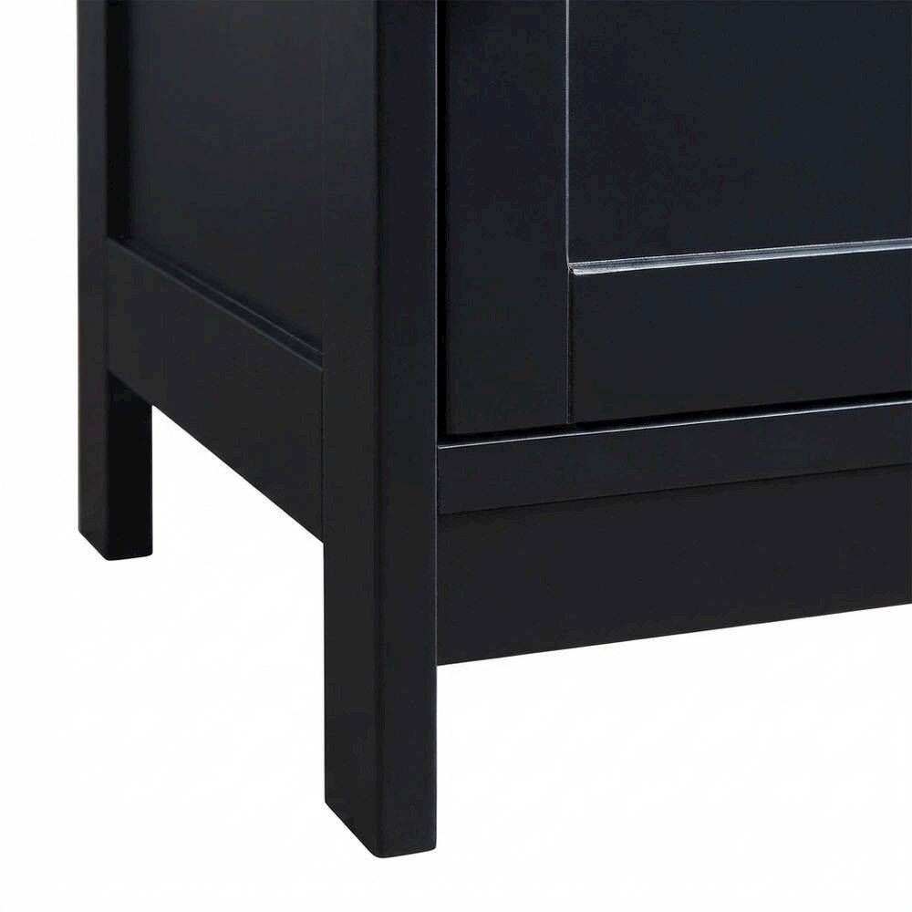 Alt View 3. FurniFact - Wooden End Table with Cabinet for Living Room or Bedroom Use - Black.