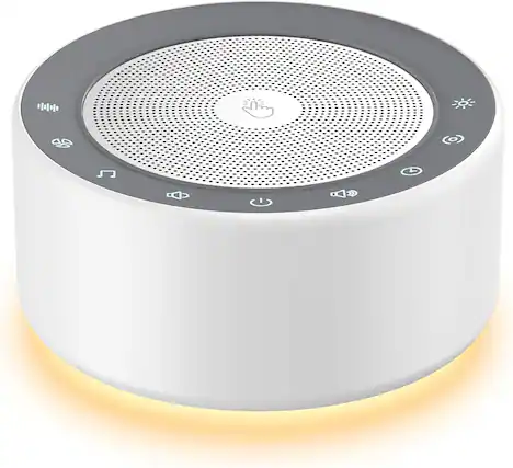 Front. FINEAK - White Noise Machine with Nursery Lamp 30 Soothing Sounds - White.
