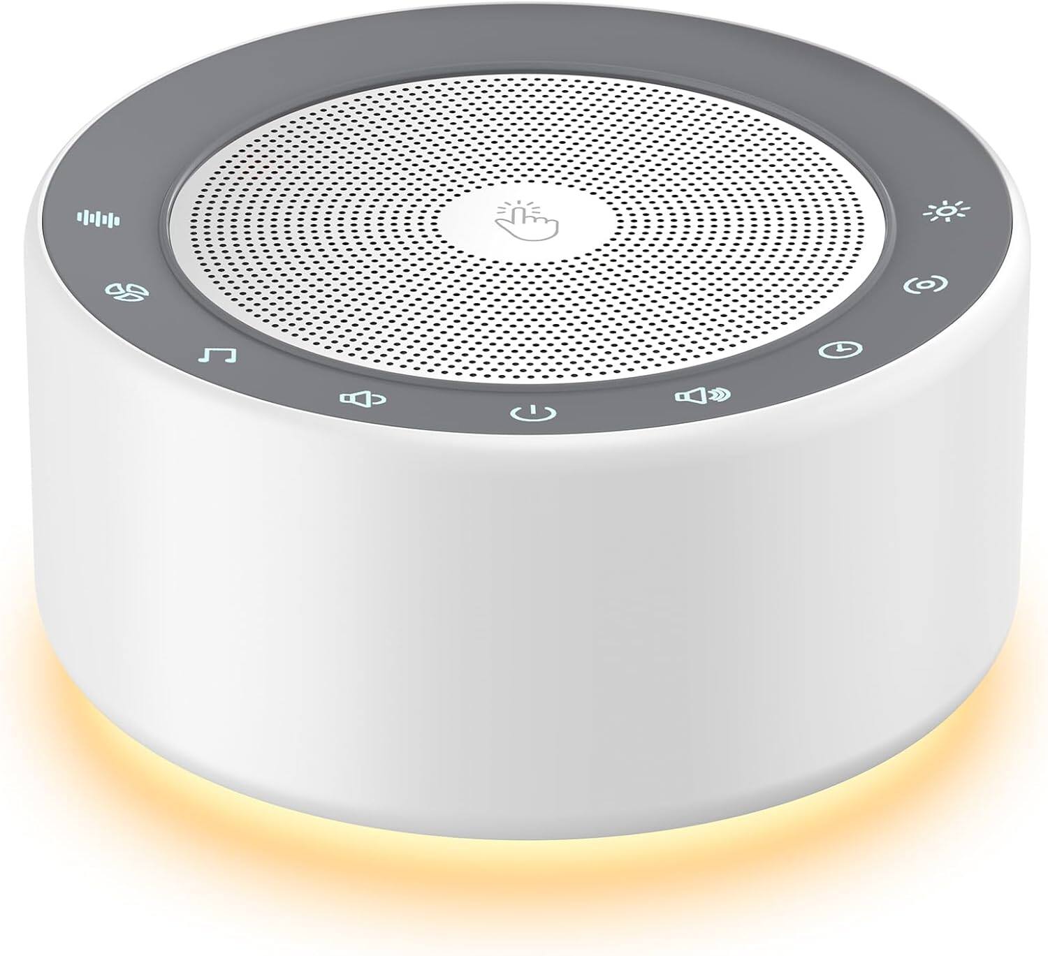 Front. FINEAK - White Noise Machine with Nursery Lamp 30 Soothing Sounds - White.