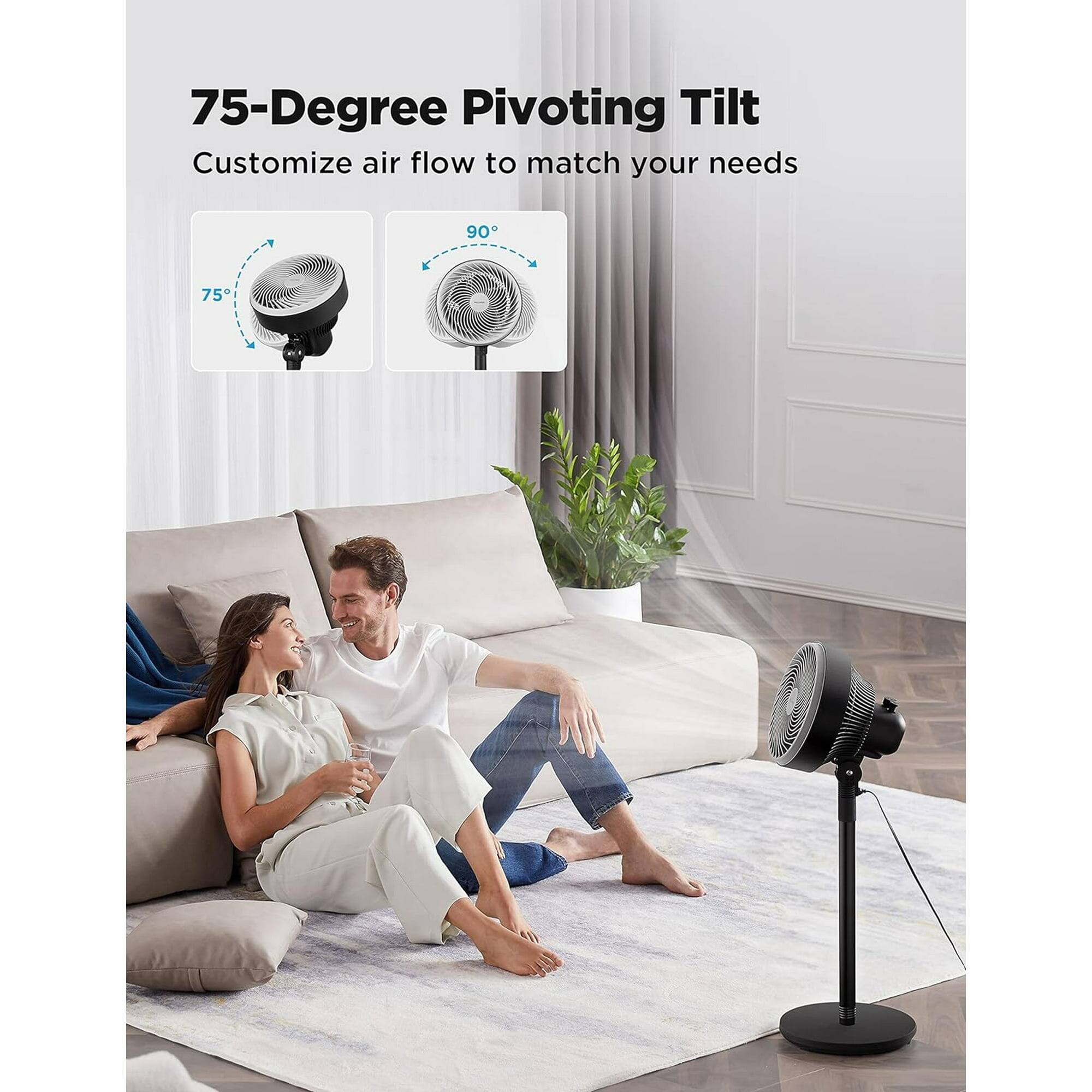 75-Degree Pivoting Tilt  
Customize air flow to match your needs  

75°  
90°