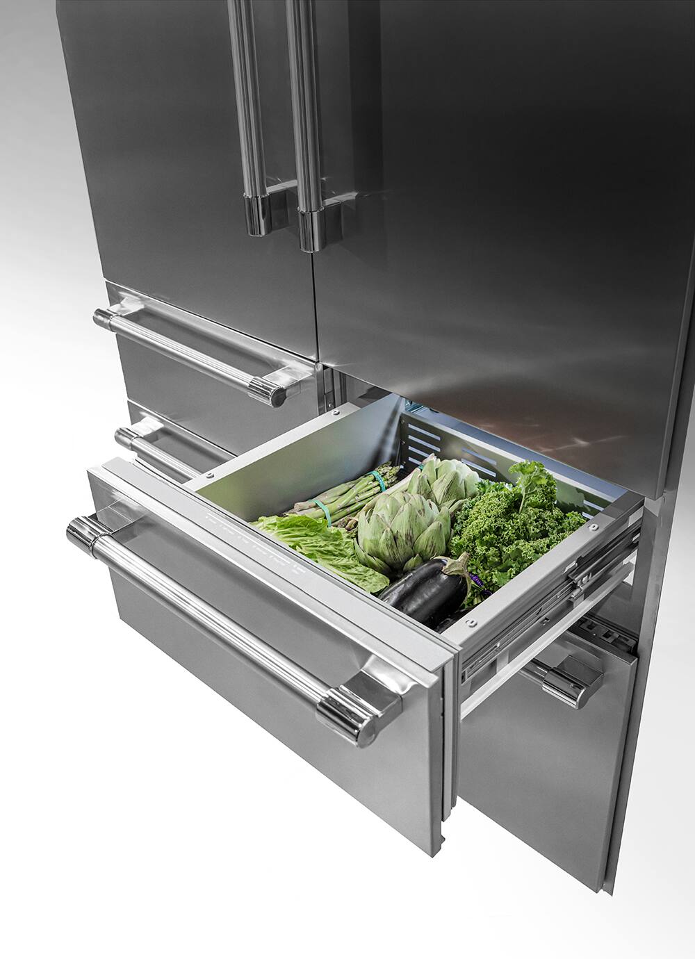 Alt View 14. Thermador - Freedom Collection 48 in Wide 26.8 Cu. Ft. Smart Built-in French Door Bottom Freezer Refrigerator, Professional Handles - Stainless Steel.