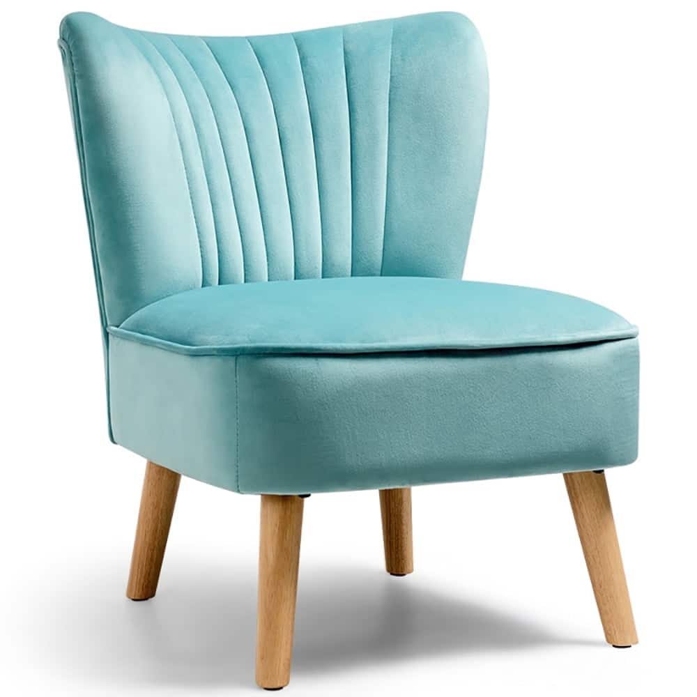 Pefilos - Velvet Accent Chair, Modern Armless Velvet Accent Chair with Wood Legs, Thickly Padded, Armless Wingback Club Chairs - Green