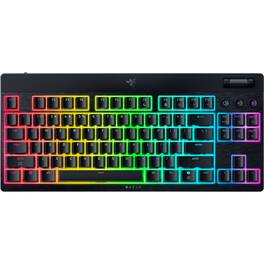 Razer - BlackWidow V4 Low-profile HyperSpeed Wireless TKL Mechanical Green Clicky Switch Gaming Keyboard with Chroma RGB - Black