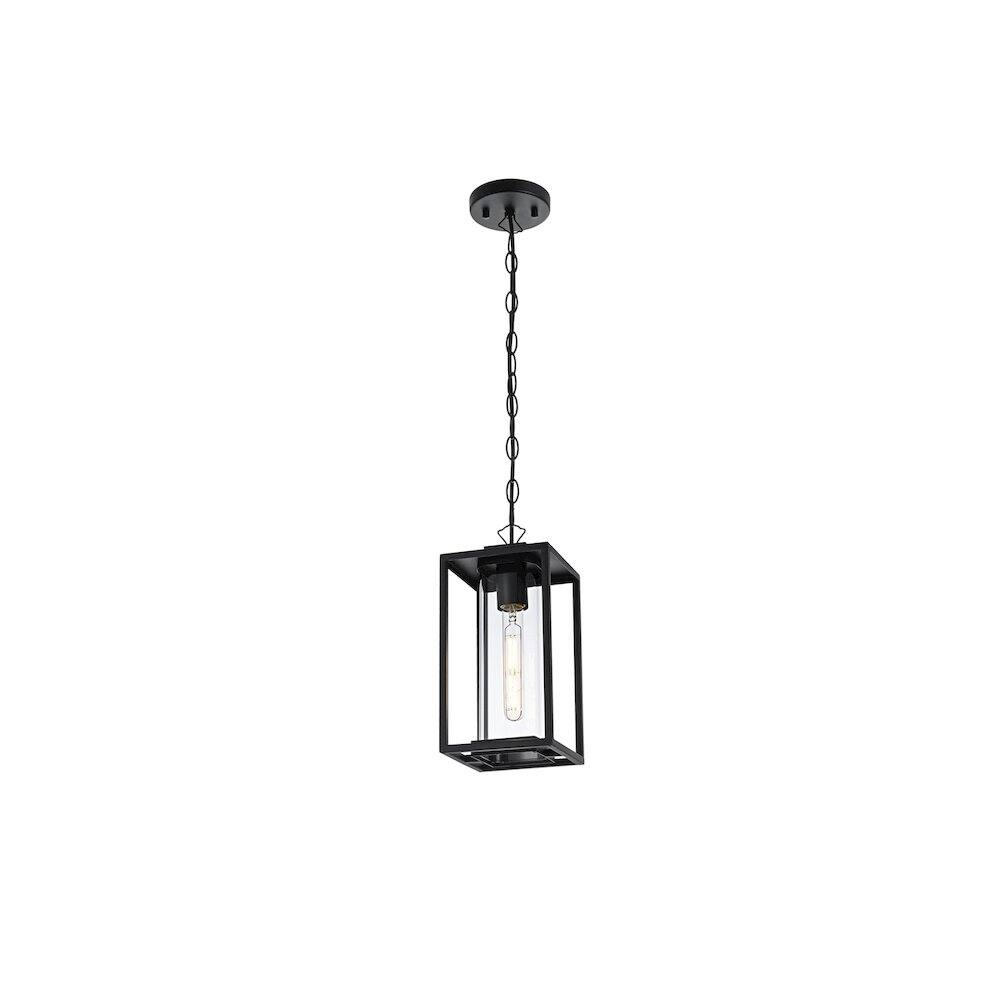 Angle. Elegant Lighting - Memphis 7 inch Outdoor Pendant in Black - Black.
