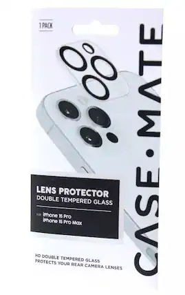 1 PACK
CASE.MATE
LENS PROTECTOR
DOUBLE TEMPERED GLASS
FOR iPhone 15 Pro
iPhone 15 Pro Max
HD DOUBLE TEMPERED GLASS
PROTECTS YOUR REAR CAMERA LENSES