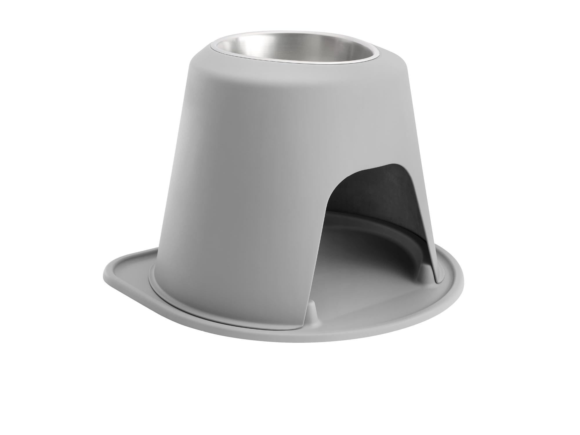 Front. WeatherTech - Single High Pet Feeding System | Elevated Pet Bowl - 14" High Stand - Light Grey - 96oz (12 Cup) Stainless Steel Bowl - Light Grey.