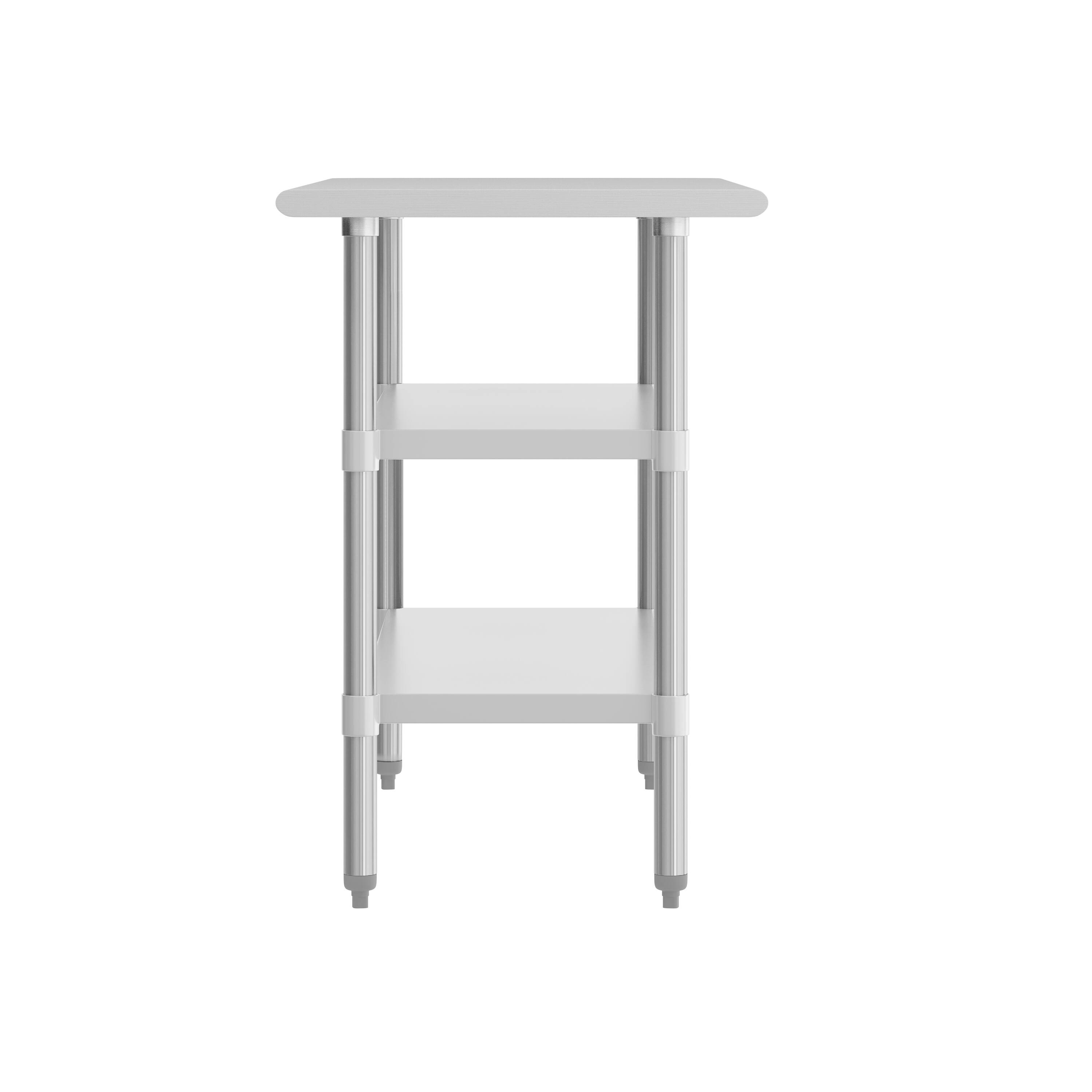 Left. Flash Furniture - Hogan Stainless Steel 18 Gauge Work Table with 2 Undershelves - NSF Certified - 48"W x 24"D x 34.5"H - Gray.