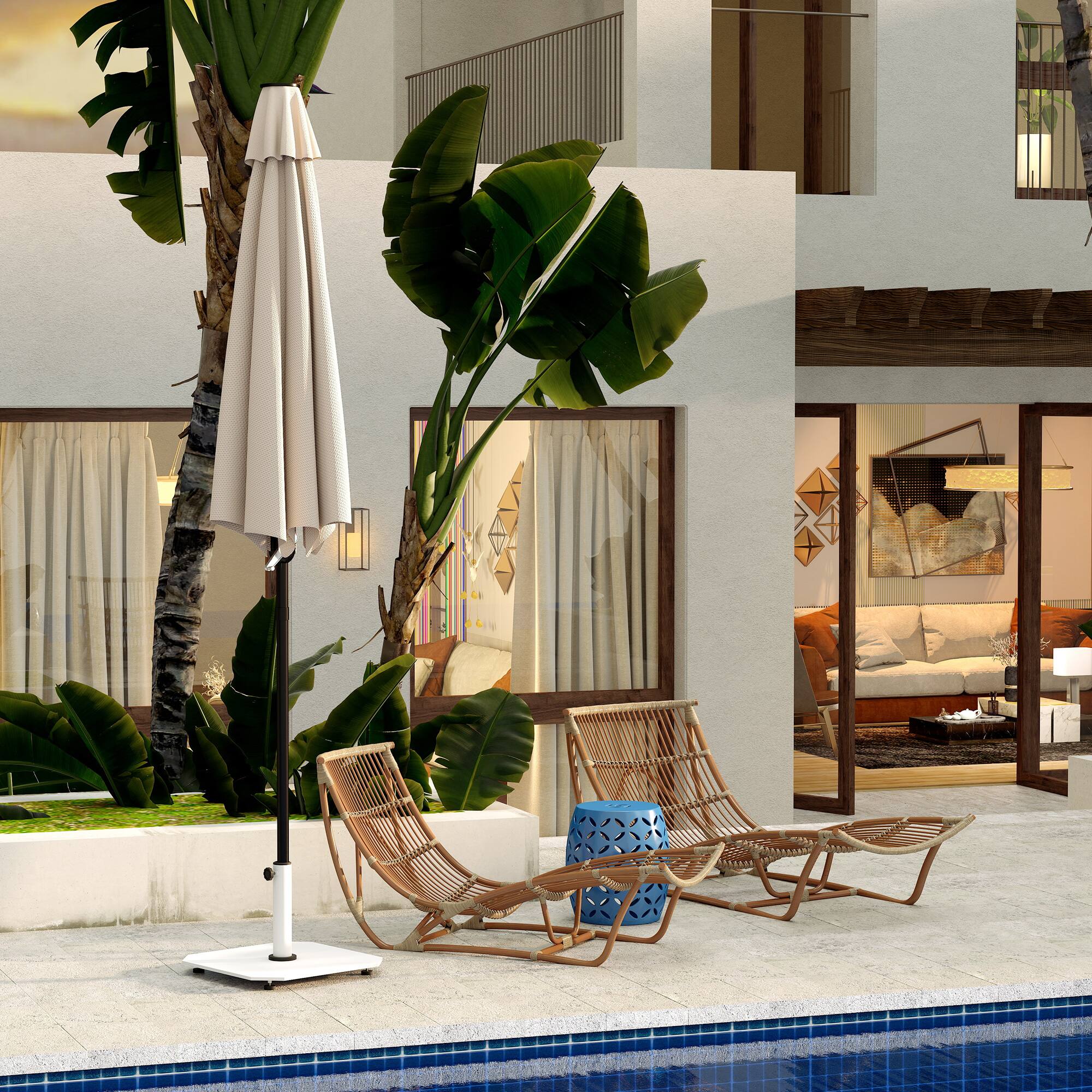 Alt View 4. Outsunny - Square Patio Umbrella Base, 41 lbs Metal Umbrella Stand Base with Adjustable Foot Pads, Patio Umbrella Holder - White.