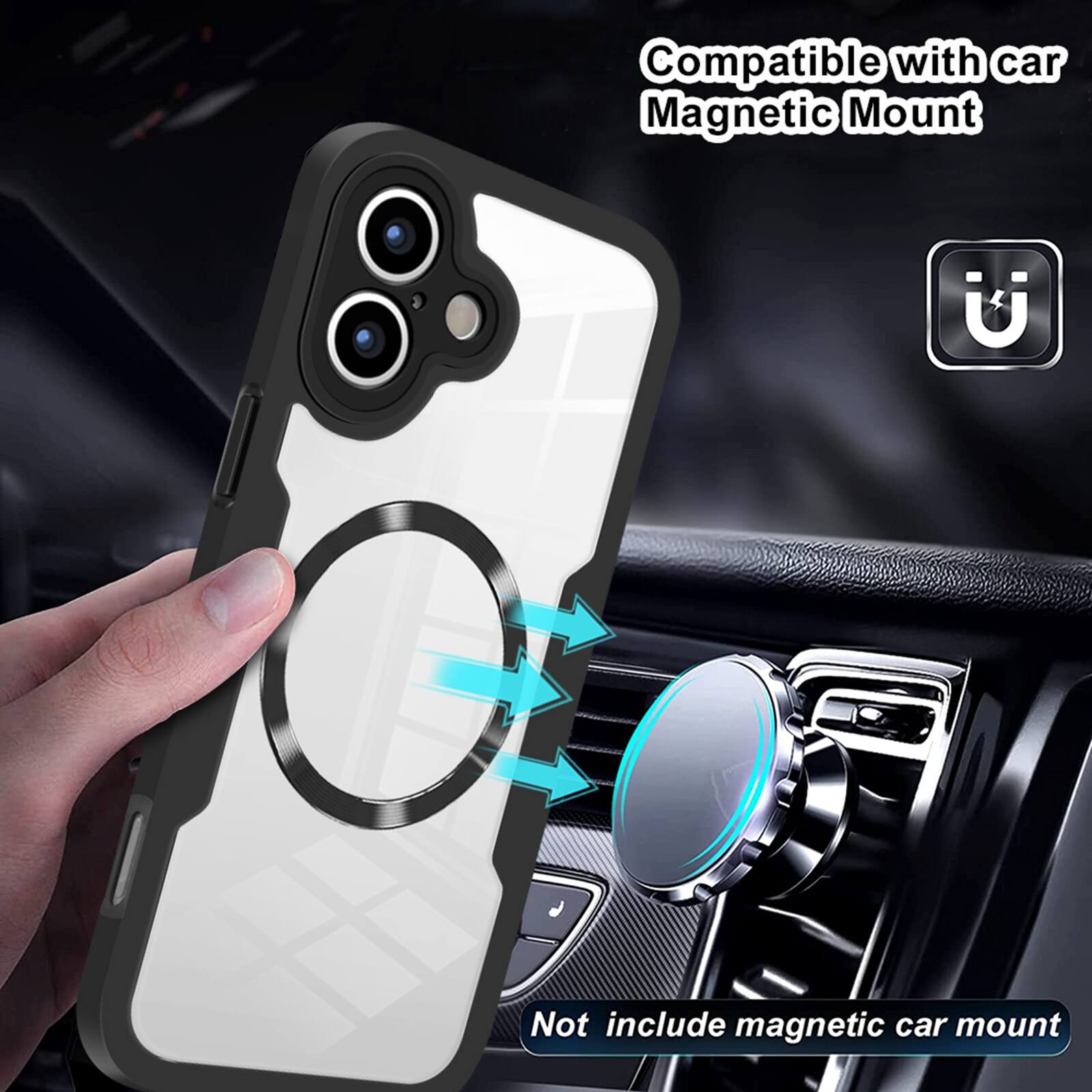 Compatible with car Magnetic Mount  
Not include magnetic car mount