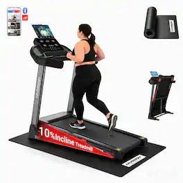 HARISON - Folding Treadmill with 10% Incline & 8.7MPH, Home Treadmill with Smart APP & 16.93" Extra-Wide Running Belt - with mat