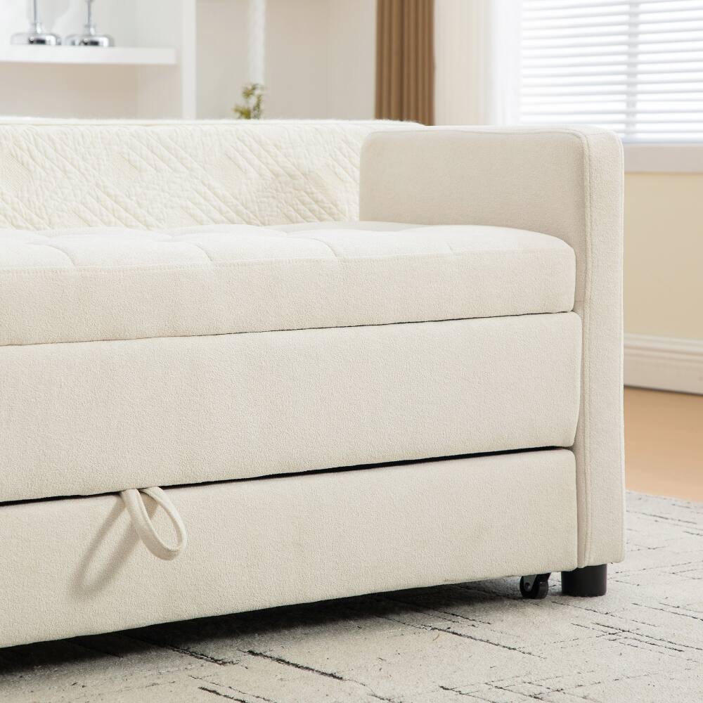 Back. Ropilly - Ropilly Modern Upholstered Storage Bench with Rolled Armrests Beige - Beige.