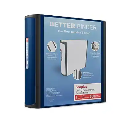 BETTER BINDER
Our Most Durable Binder
Easy to Use
Easy to Open
Easy to Close
3 Staples
Lasting Performance, Flexible Spine
3 D
600
Staples
Lasting Performance, Flexible Spine
