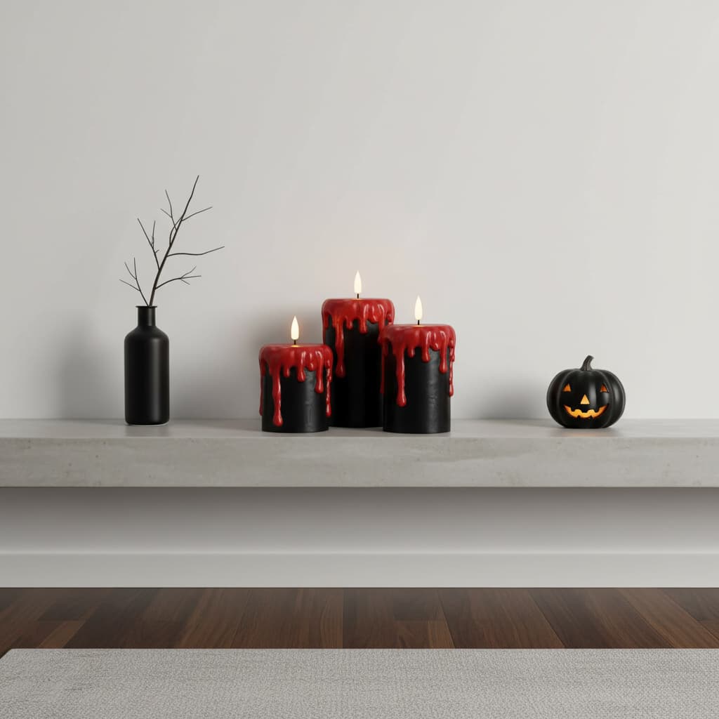 Alt View 3. FINEAK - 3 Pack Flameless Black Pillar Candles 4"/5"/6",Battery-Operated with 6H Timer - Black.