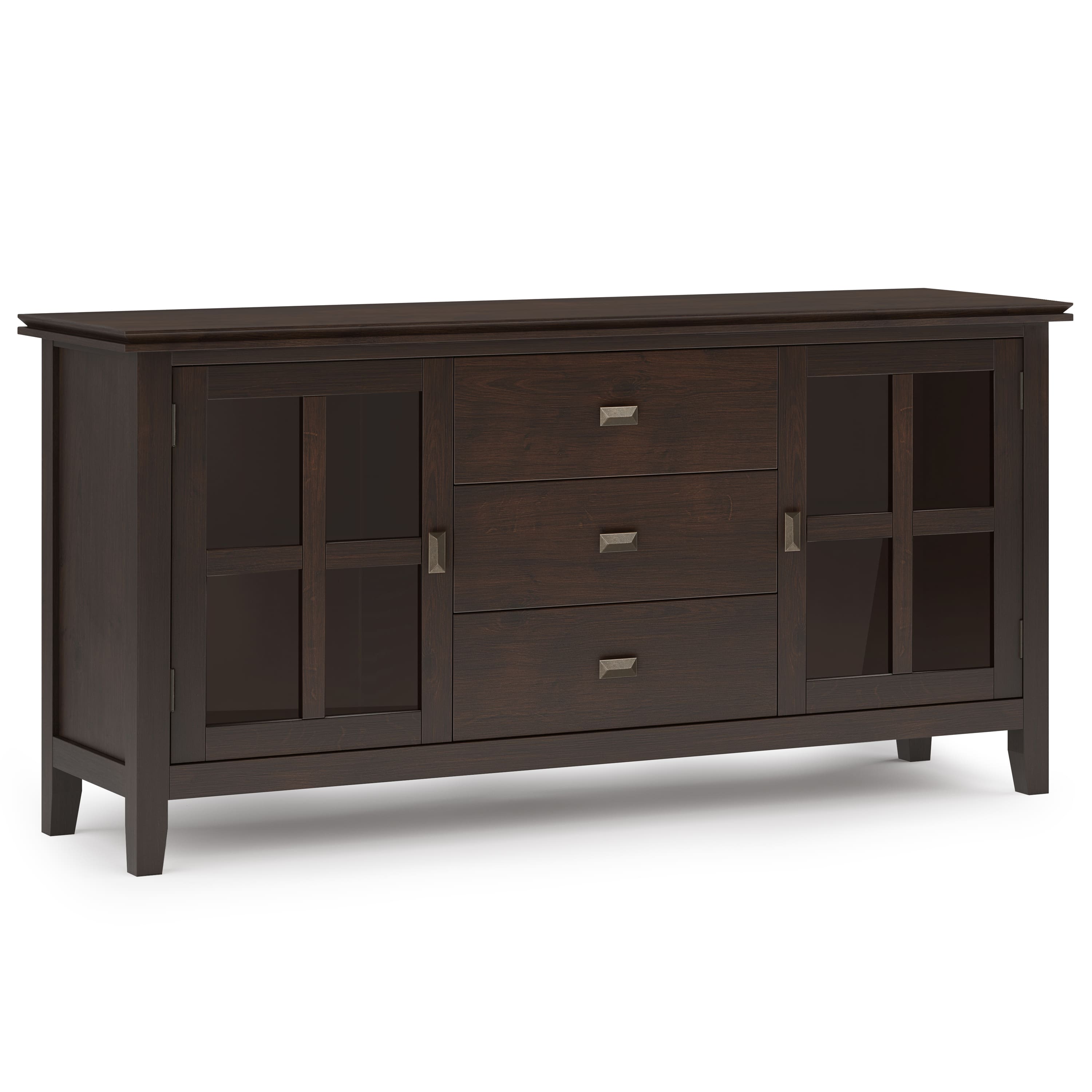 Front. Simpli Home - Artisan Large Sideboard Buffet - Dark Chestnut Brown.