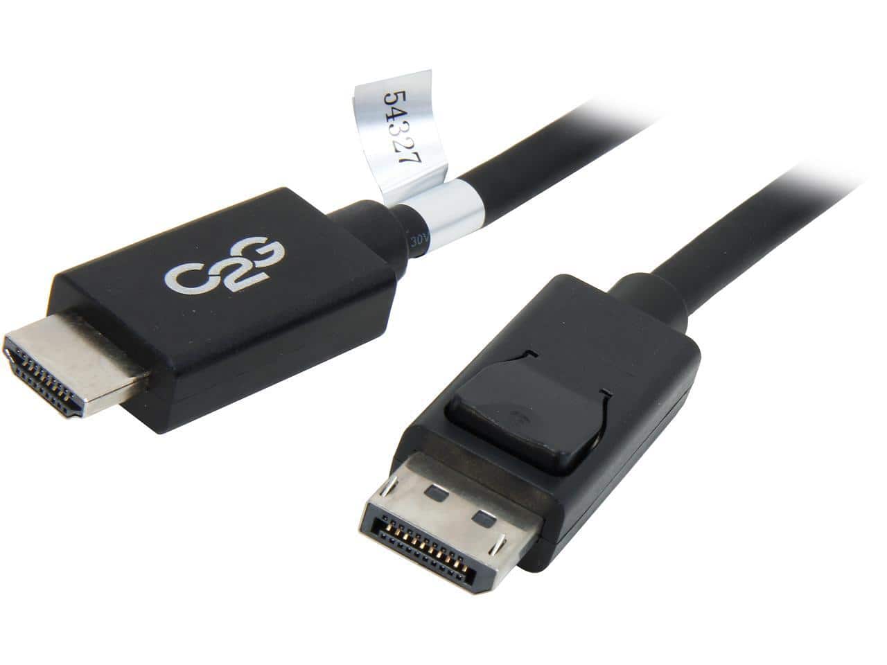 Cables to Go - C2G 54327 DisplayPort to HDMI Adapter Cable M/M, TAA Compliant, Black (10 Feet, 3.04 Meters)