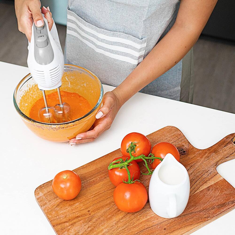 Left. ACJPR - 5-Speed Electric Hand Mixer – 150W, Stainless Steel Whisk, White - white.