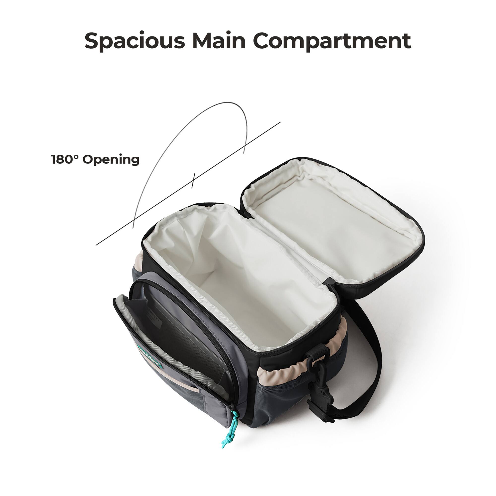 Spacious Main Compartment  
180° Opening