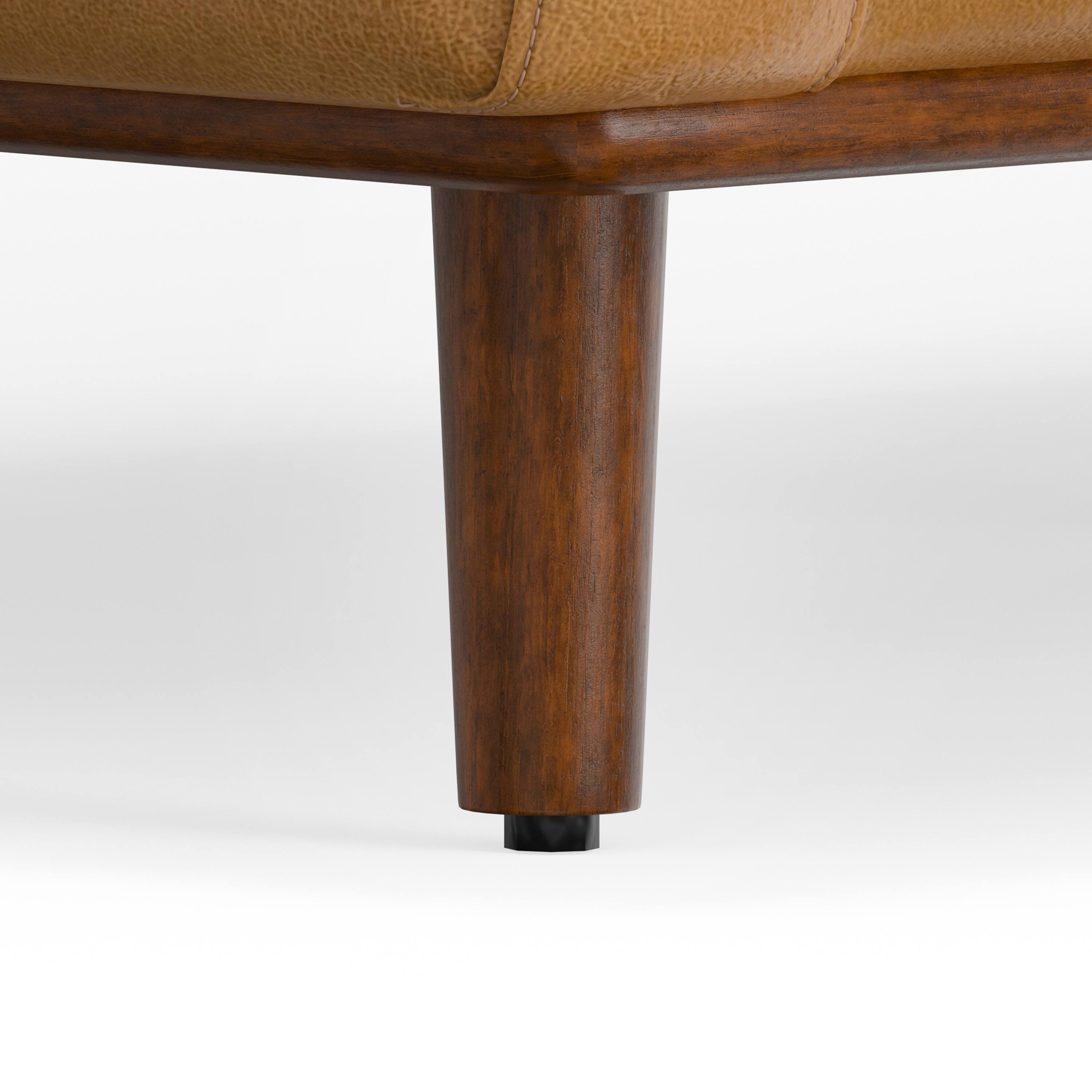 Alt View 4. Simpli Home - Morrison 89 inch Wide Mid-Century Modern Sofa in Sienna Top Grain Genuine Leather - Sienna.