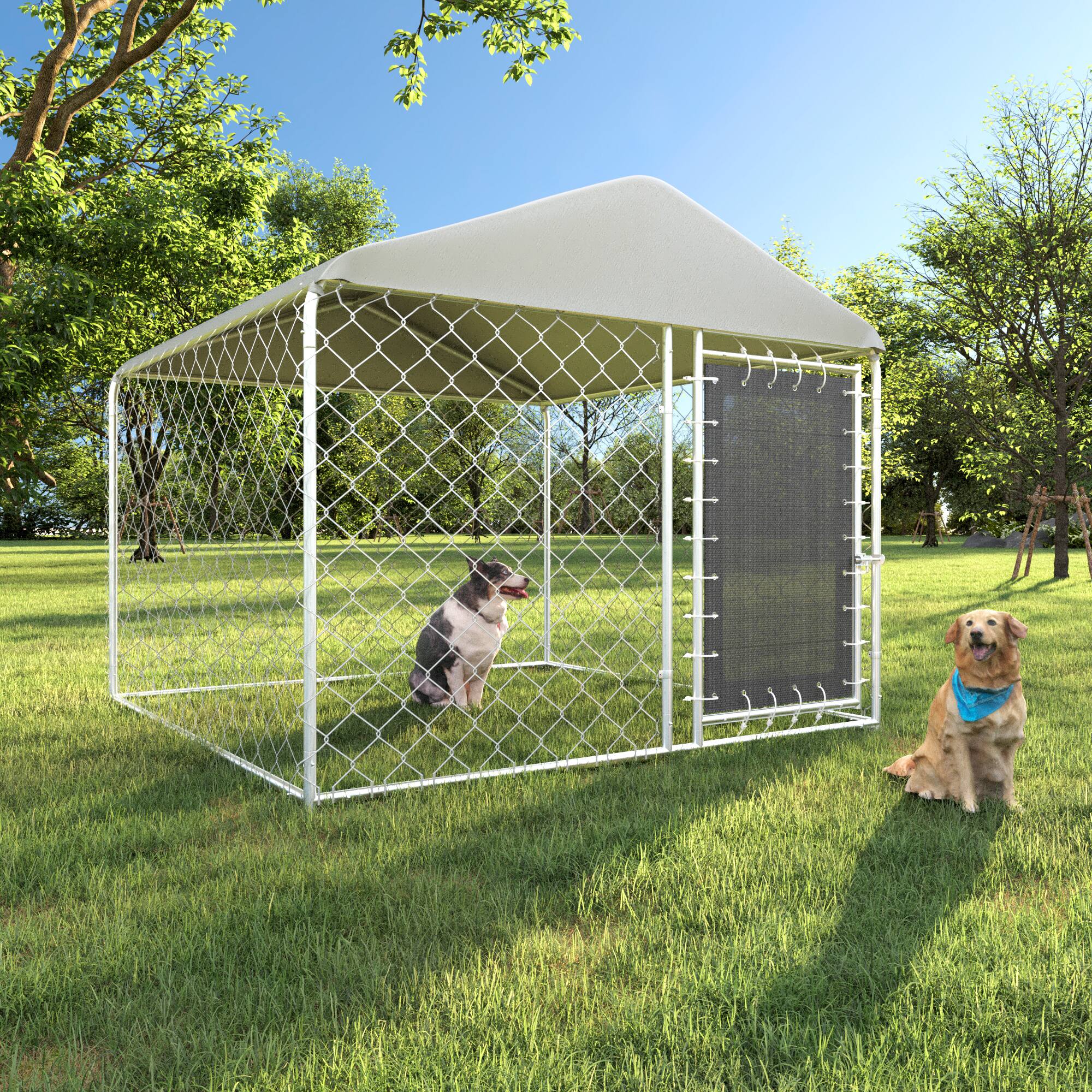 Alt View 8. U-HOMY - Heavy Duty Outdoor Dog Kennel with Waterproof UV-Resistant Cover, Large Pet Playpen with Rotating Feeding Door.