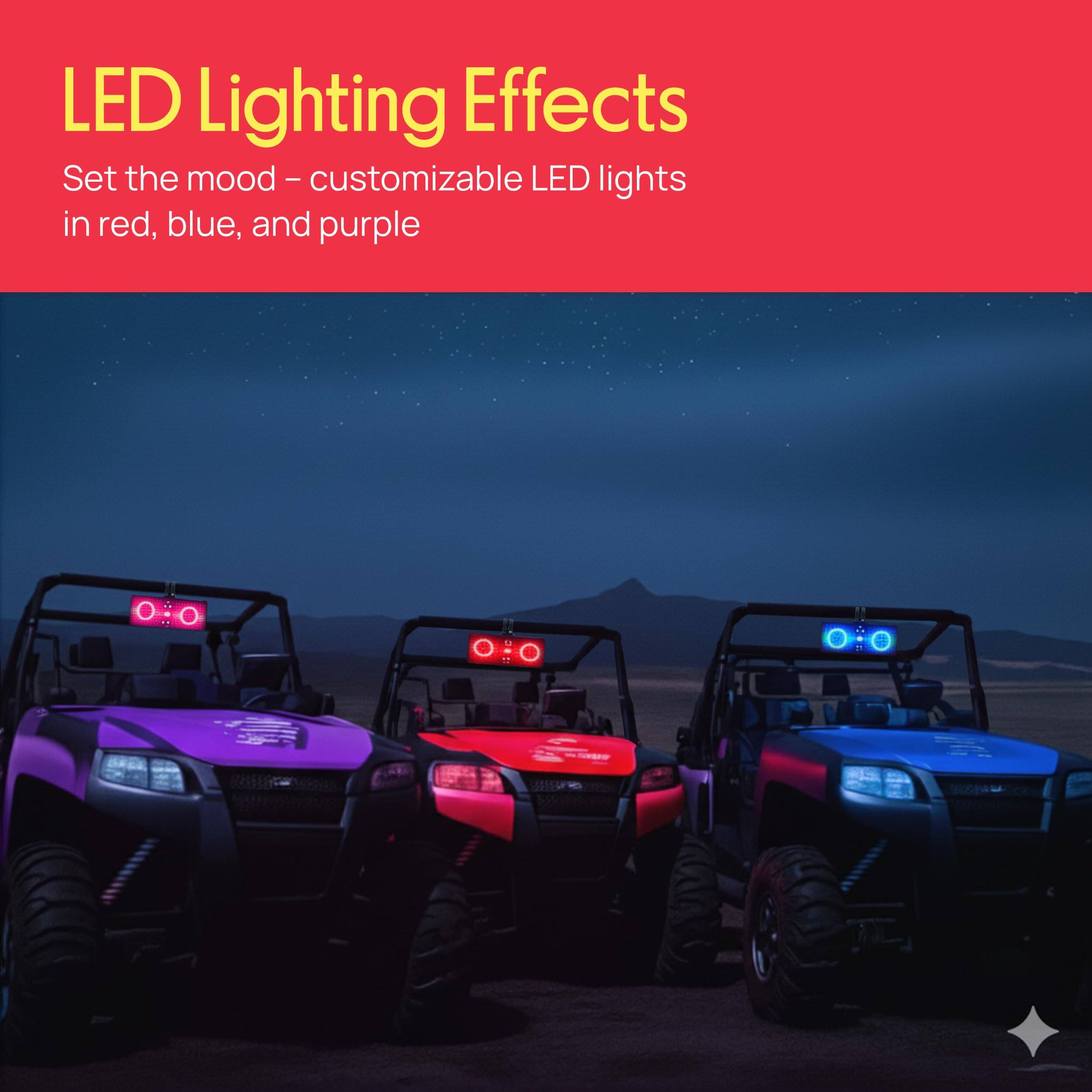 LED Lighting Effects

Set the mood - customizable LED lights in red, blue, and purple