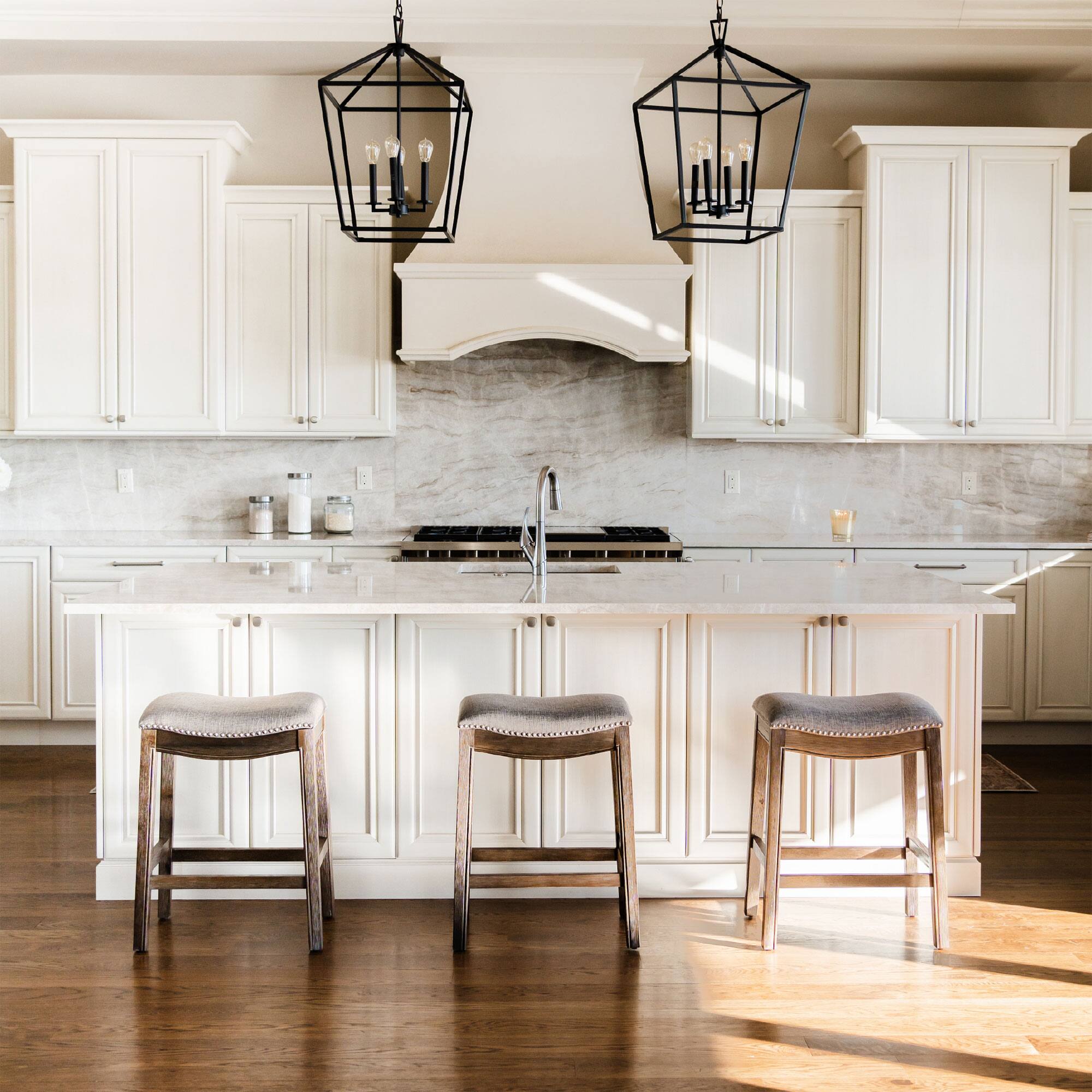 Alt View 4. Maven Lane - Maven Lane Adrien Backless Saddle Kitchen Counter Stool, Walnut Finish, Set of 2 - Walnut.