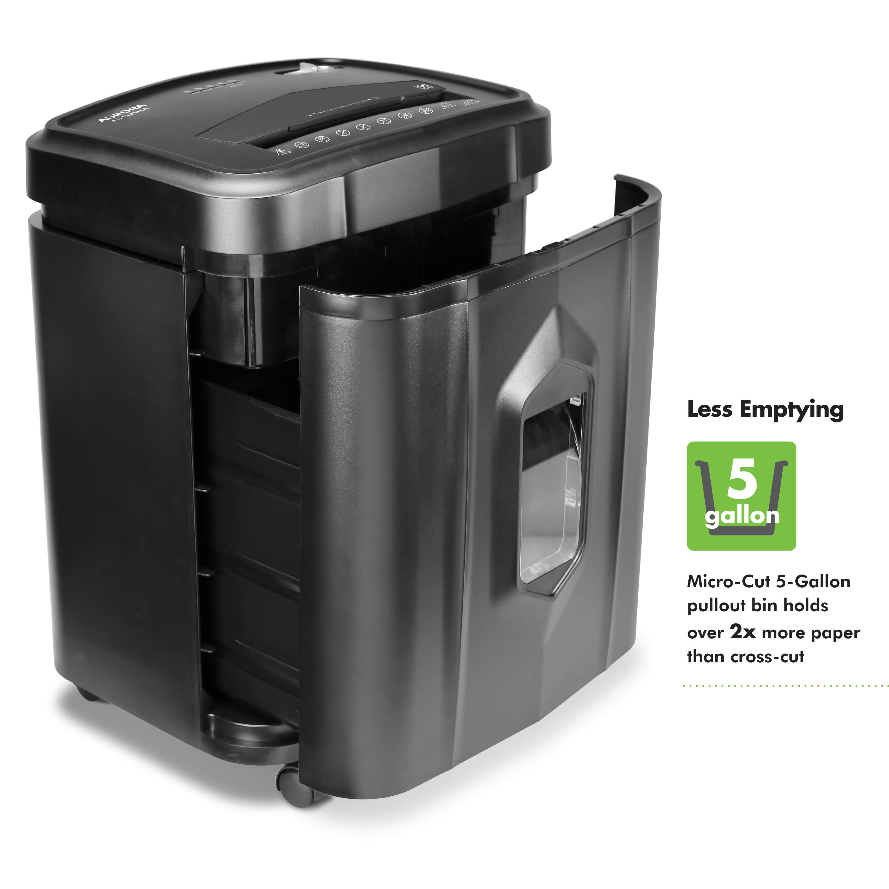 Less Emptying

5 gallon

Micro-Cut 5-Gallon pullout bin holds over 2x more paper than cross-cut