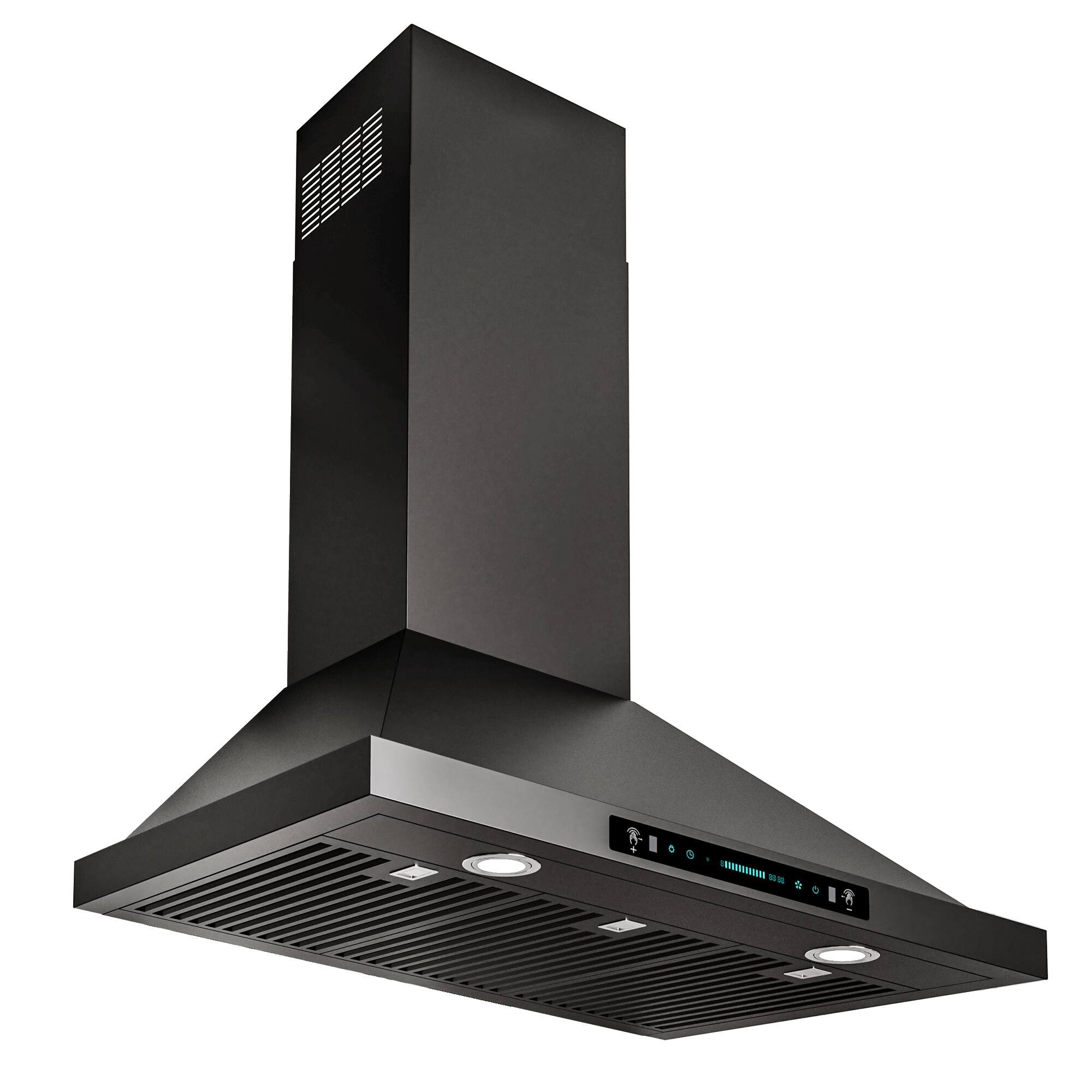 Angle. Onefly - 36 inches - Convertible - Wall Mount Range Hood - Black.