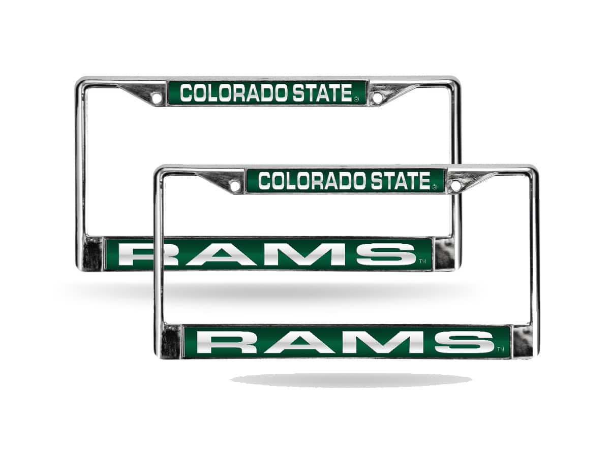 Rico Industries - Colorado State Rams Chrome Metal Laser Cut License Plate Frame - Set of 2 Frames - Multi