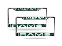 Rico Industries - Colorado State Rams Chrome Metal Laser Cut License Plate Frame - Set of 2 Frames - Multi