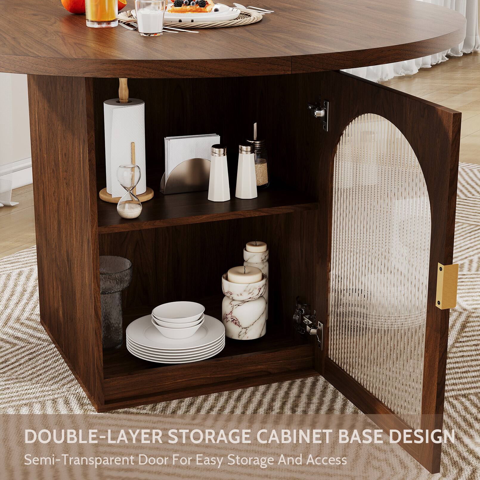 DOUBLE-LAYER STORAGE CABINET BASE DESIGN  
Semi-Transparent Door For Easy Storage And Access